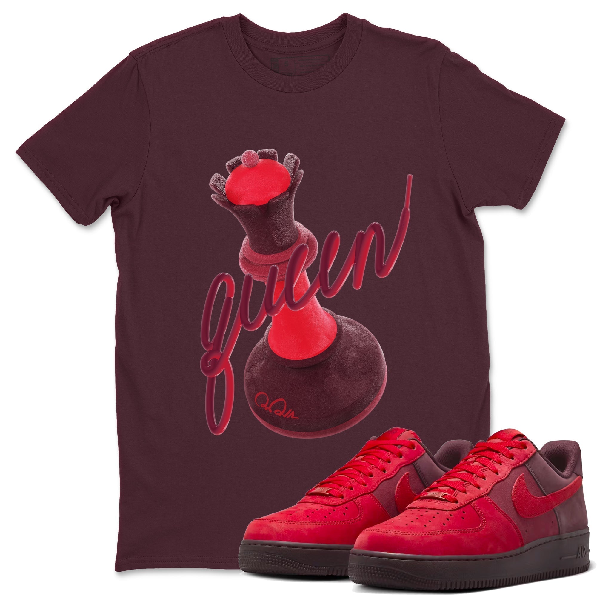 3D Queen snkmatch Tees - Air Force 1 Layers Of Love