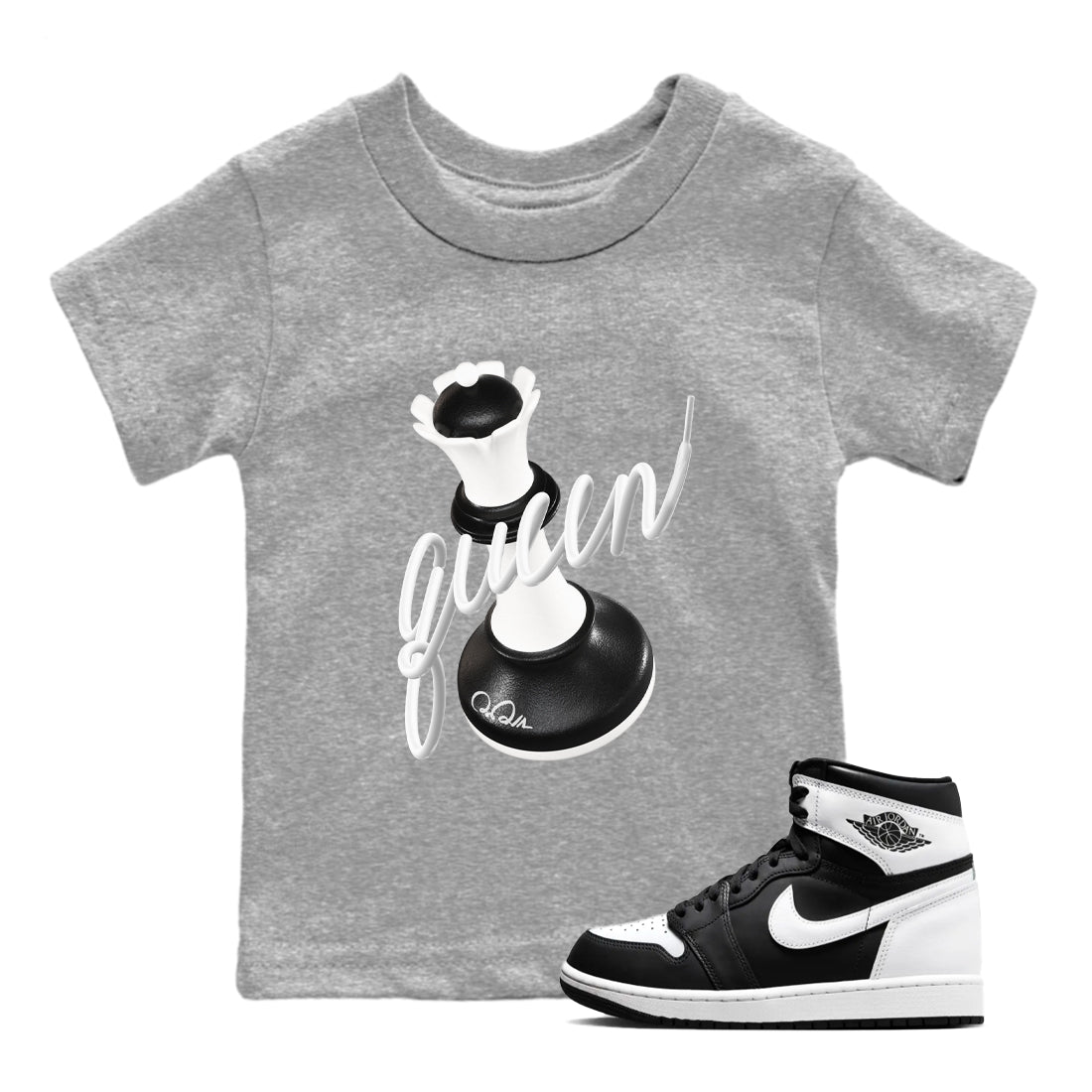 3D Queen snkmatch Tees Kids - Air Jordan 1 Black White