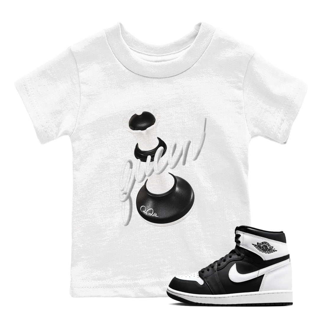 3D Queen snkmatch Tees Kids - Air Jordan 1 Black White