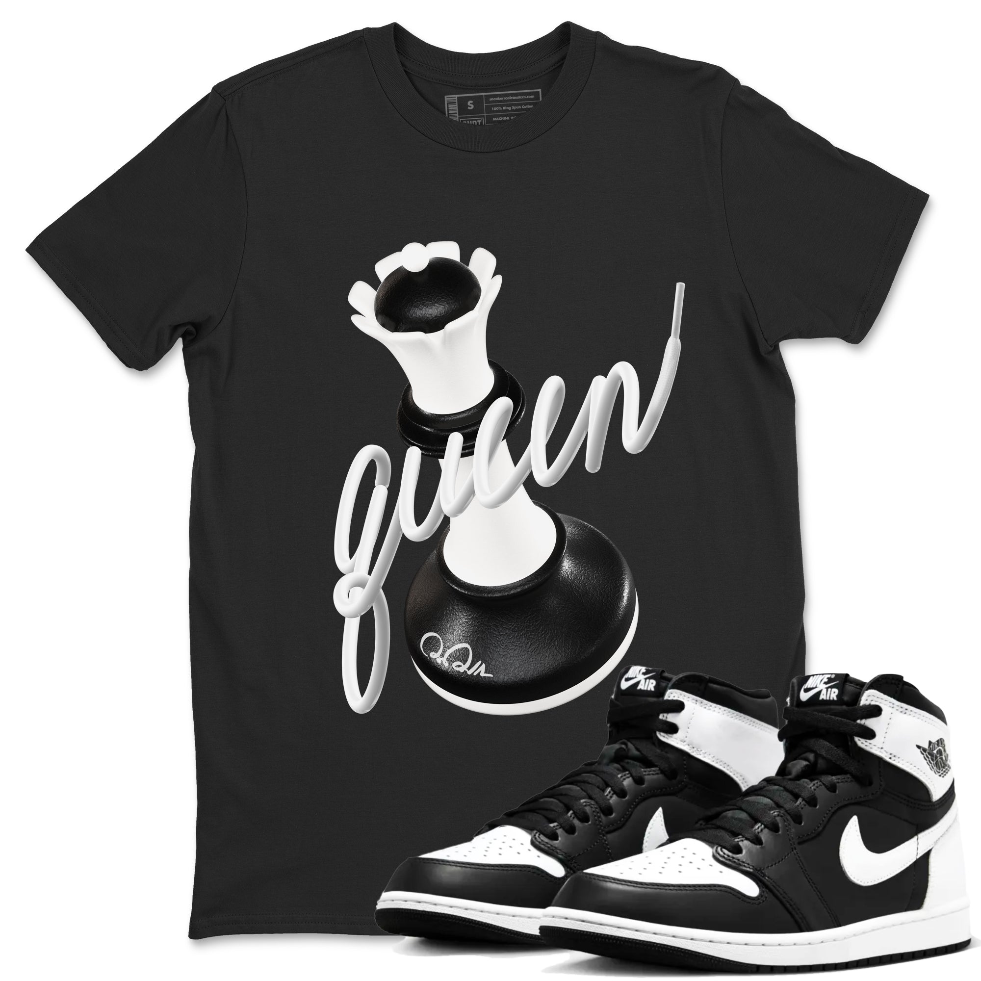 3D Queen snkmatch Tees - Air Jordan 1 Black White