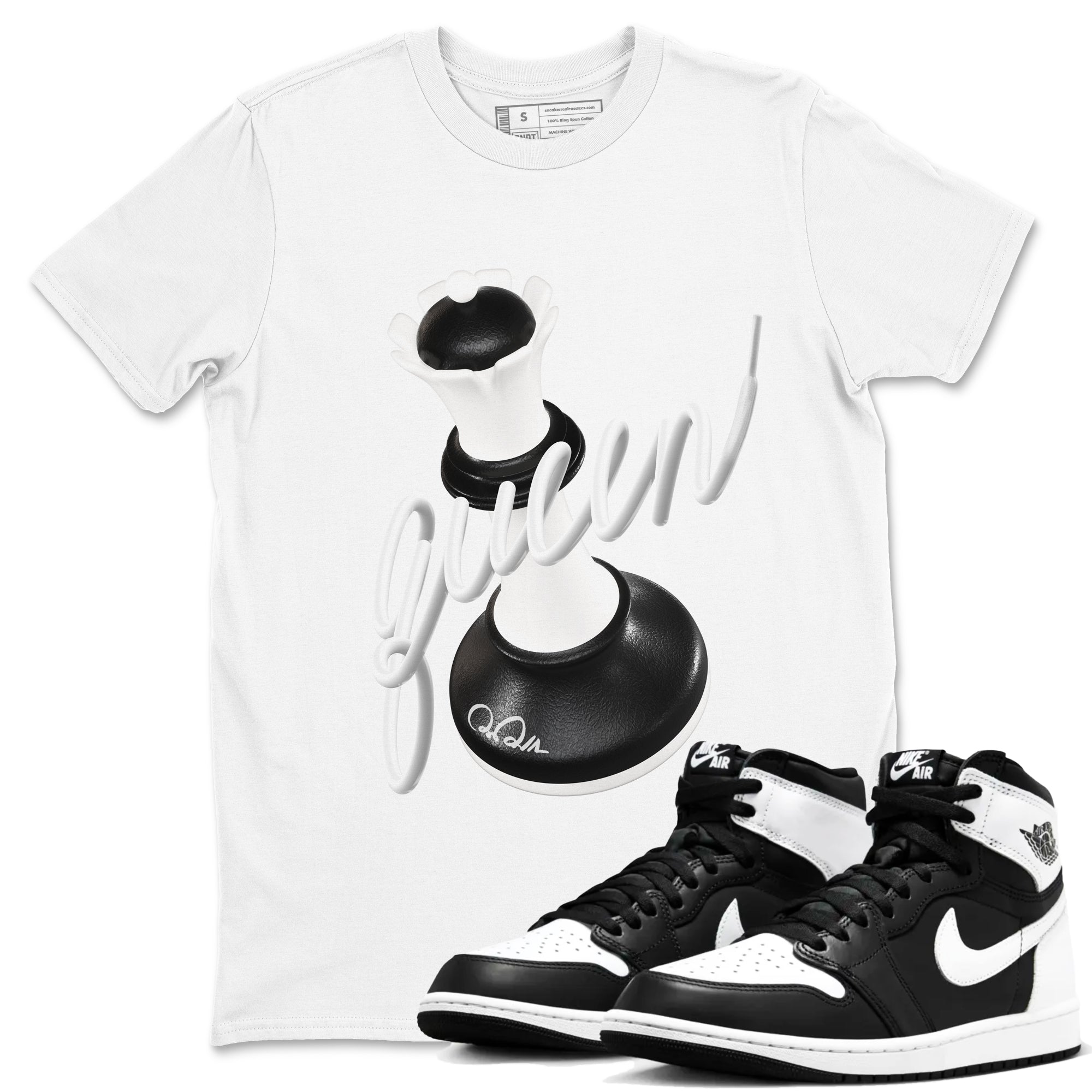 3D Queen snkmatch Tees - Air Jordan 1 Black White