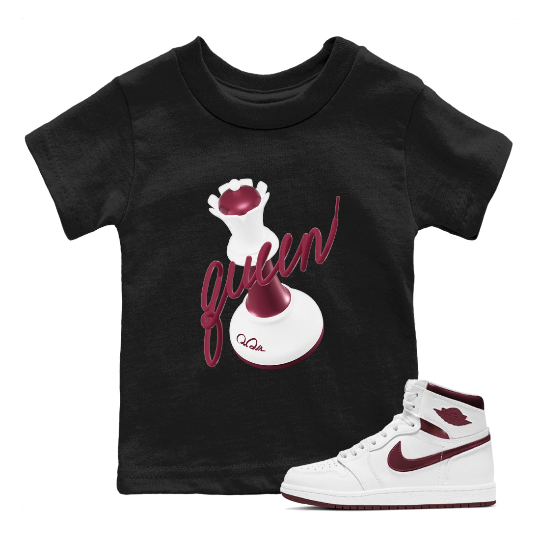 3D Queen snkmatch Tee Kids - Air Jordan 1 Metallic Burgundy