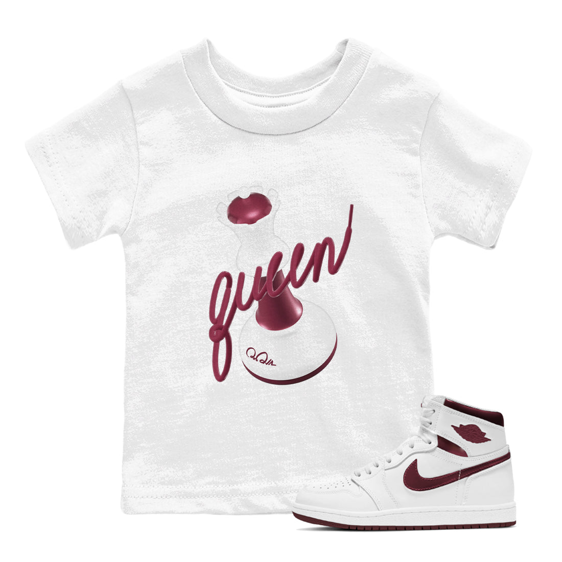 3D Queen snkmatch Tee Kids - Air Jordan 1 Metallic Burgundy
