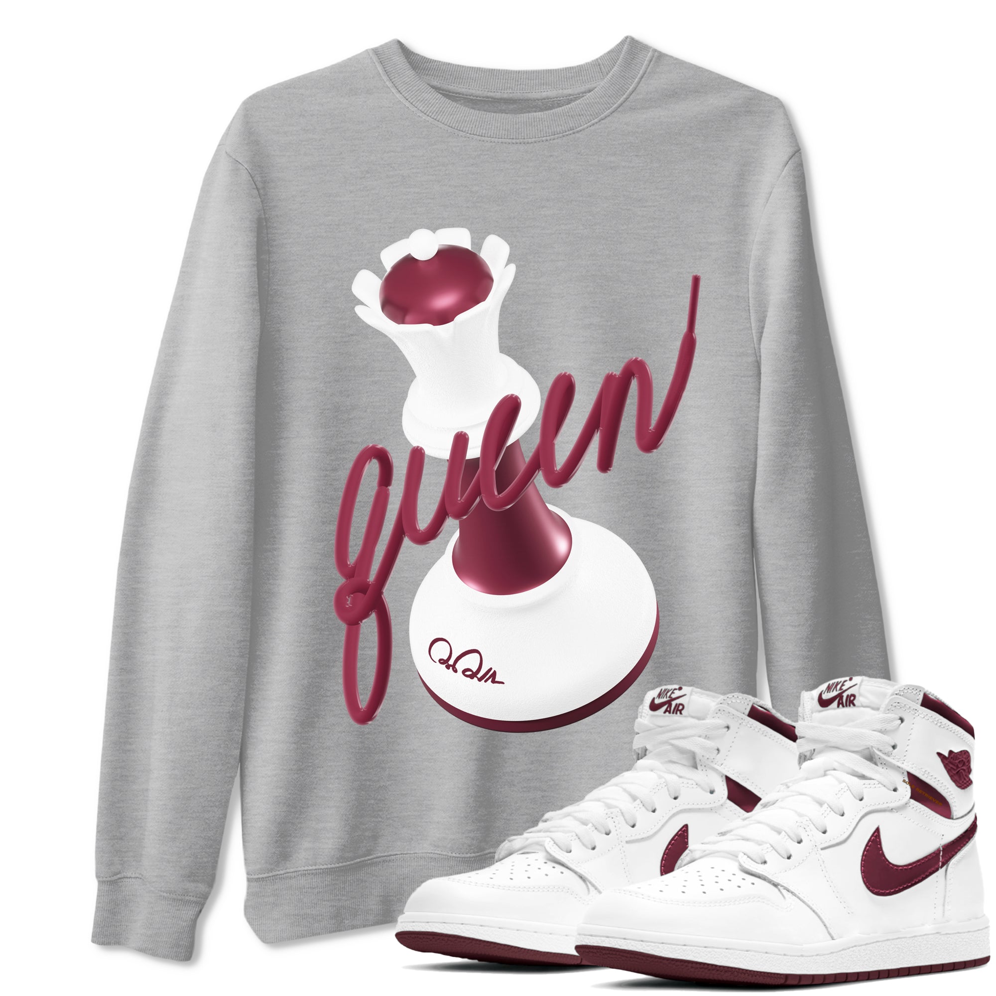 3D Queen snkmatch Tee - Air Jordan 1 Metallic Burgundy