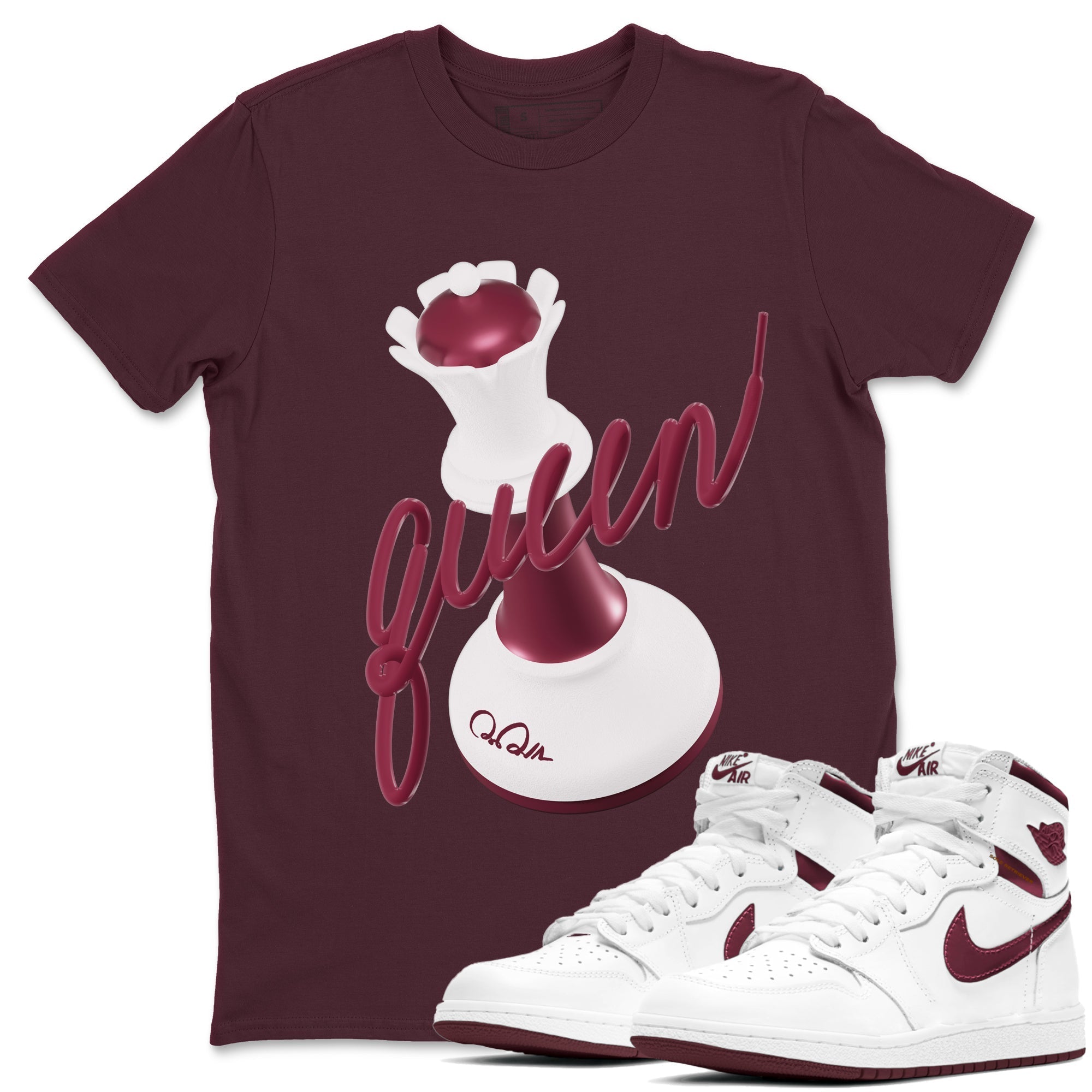 3D Queen snkmatch Tee - Air Jordan 1 Metallic Burgundy