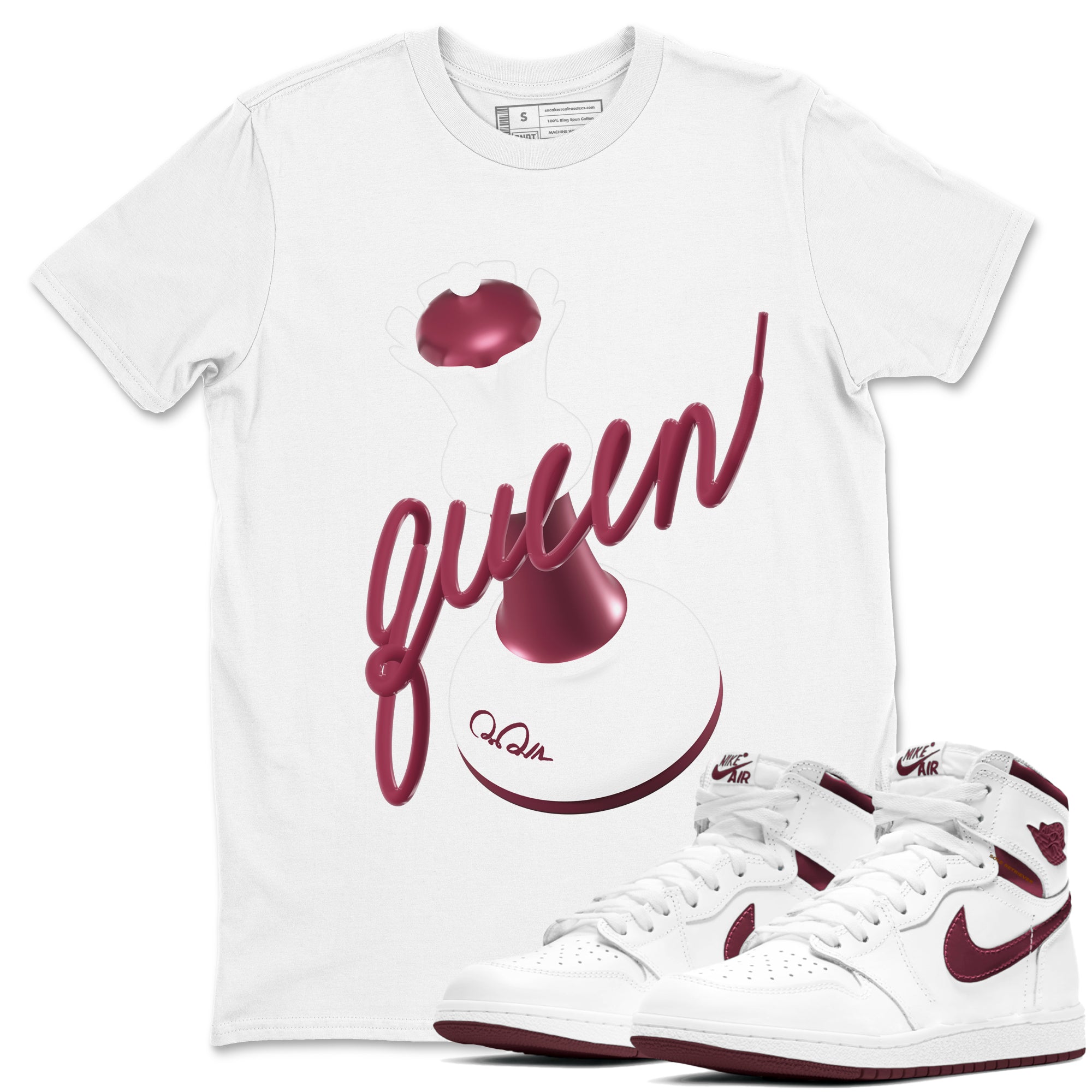 3D Queen snkmatch Tee - Air Jordan 1 Metallic Burgundy