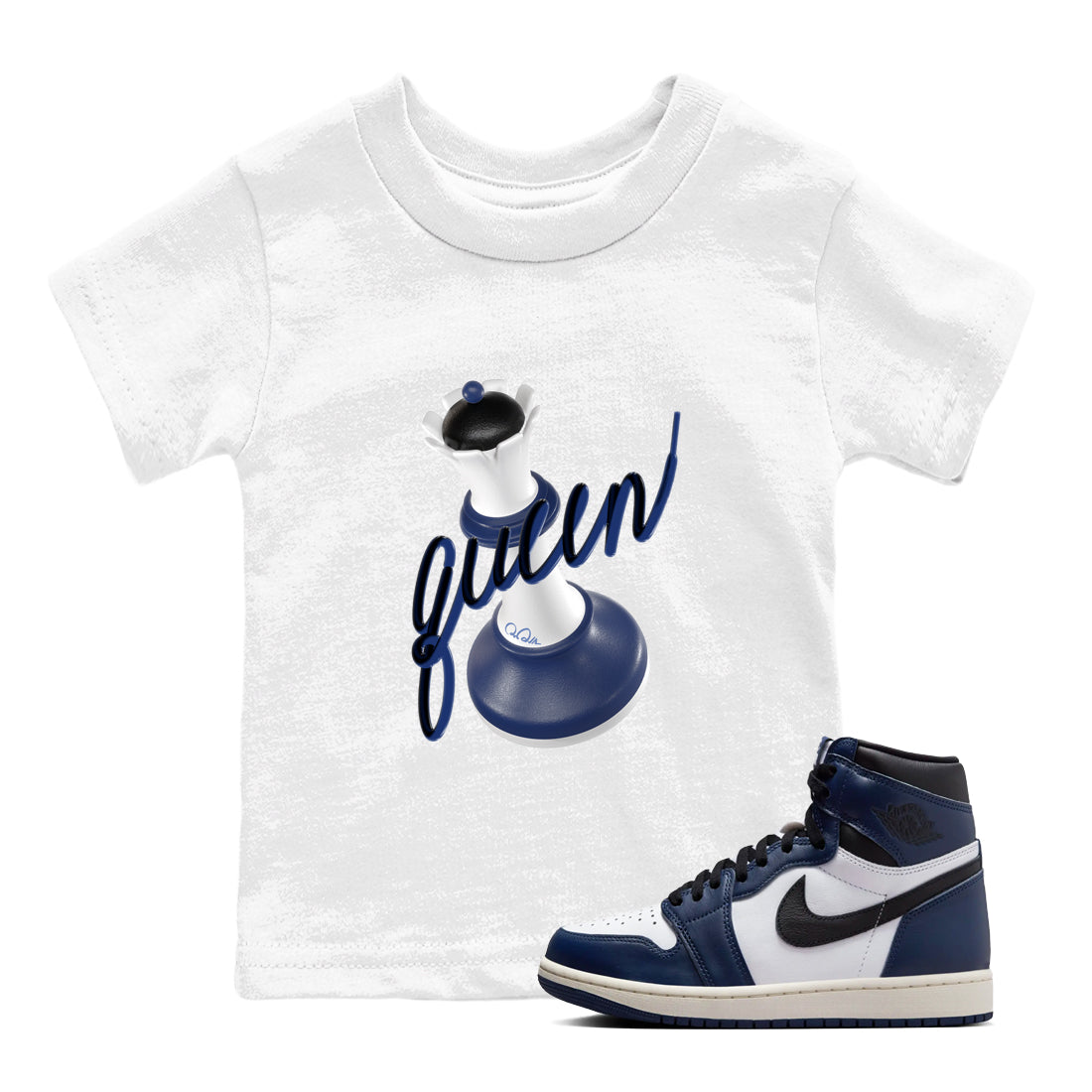 3D Queen snkmatch Tees Kids - Air Jordan 1 Midnight Navy