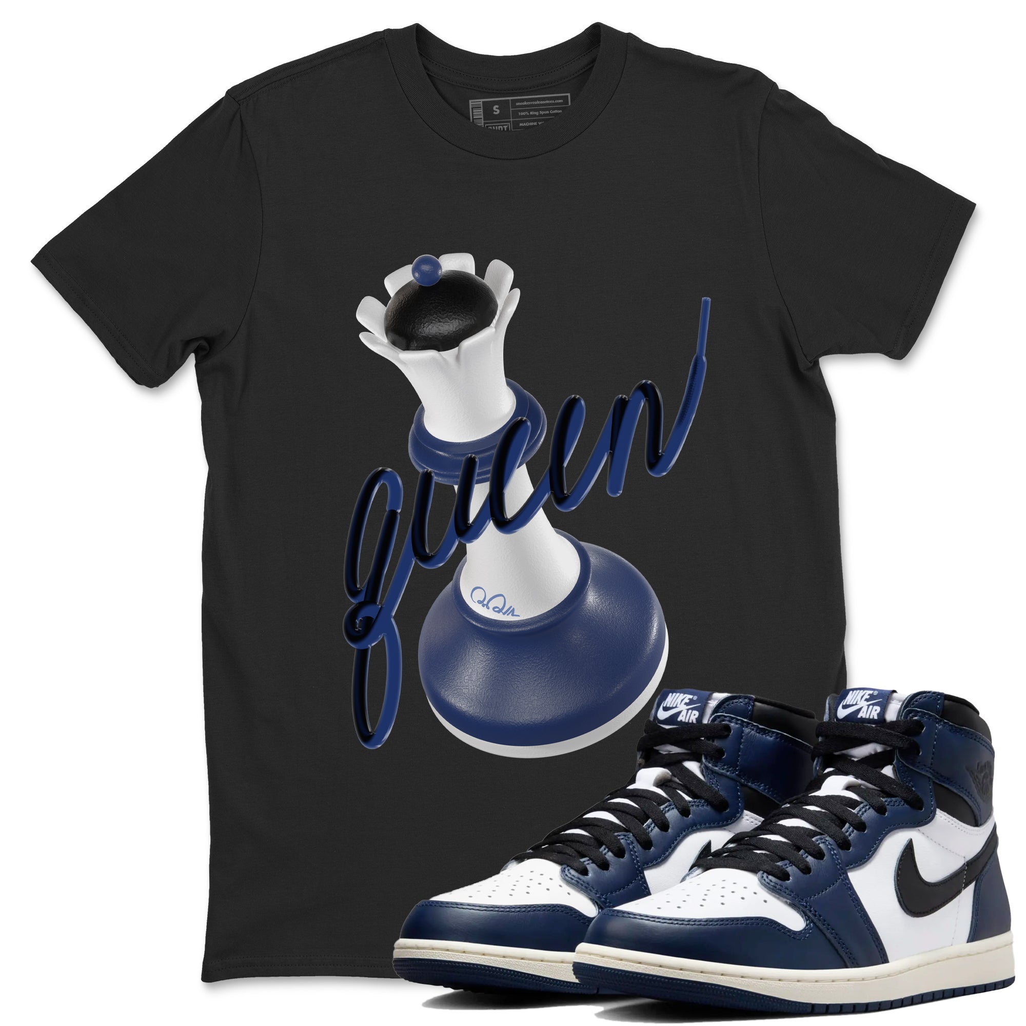 3D Queen snkmatch Tees - Air Jordan 1 Midnight Navy