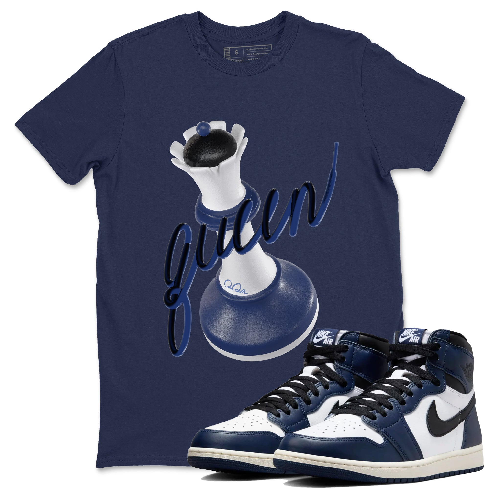 3D Queen snkmatch Tees - Air Jordan 1 Midnight Navy