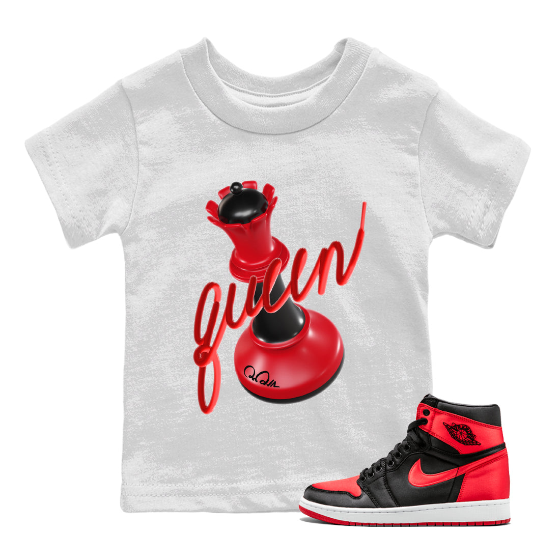 3D Queen Kids Tops - Air Jordan 1 Satin Bred