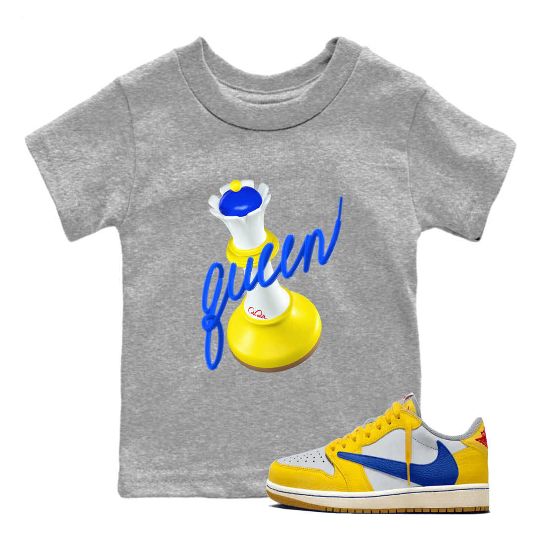 3D Queen snkmatch Tees Kids - Air Jordan 1 Travis Scott Canary