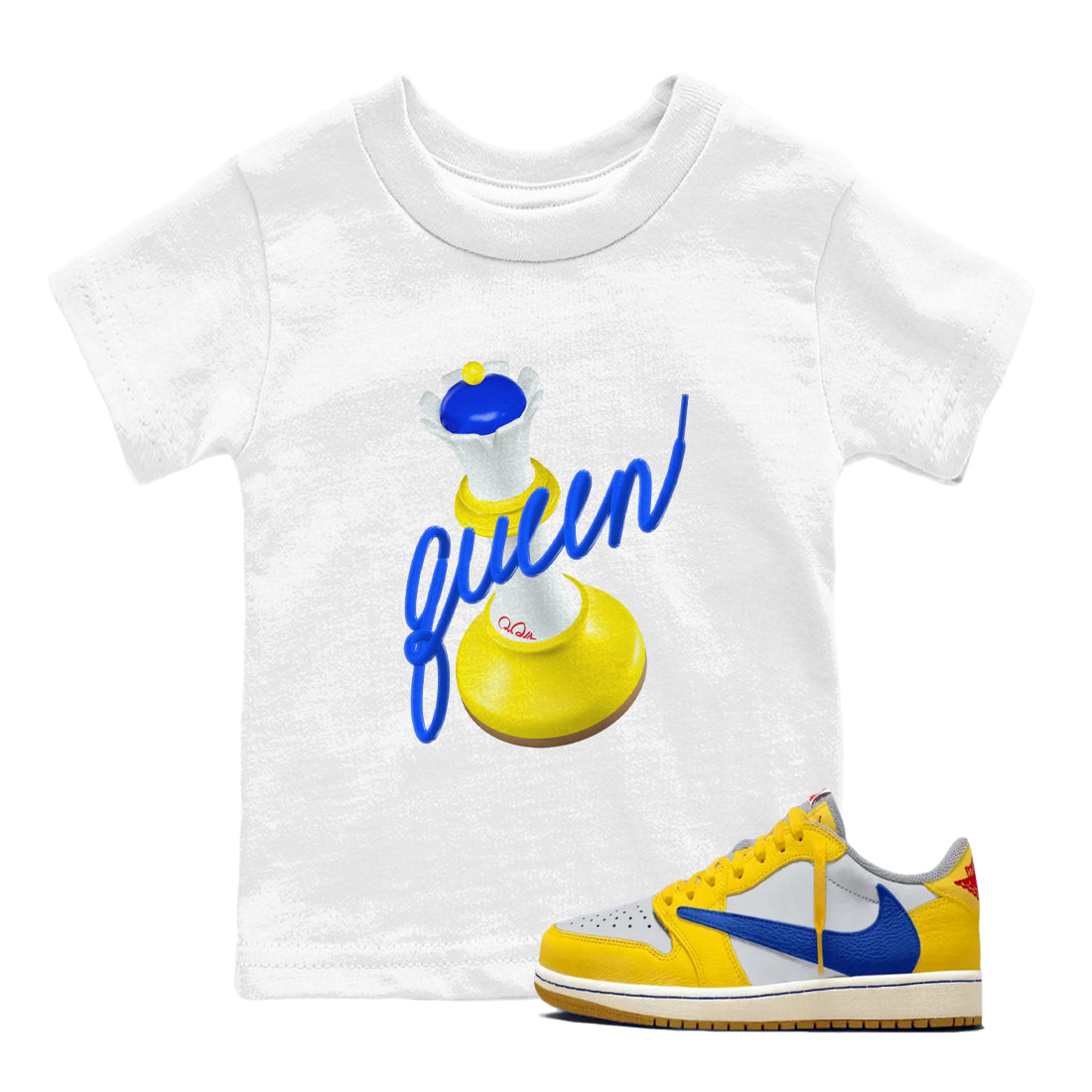 3D Queen snkmatch Tees Kids - Air Jordan 1 Travis Scott Canary