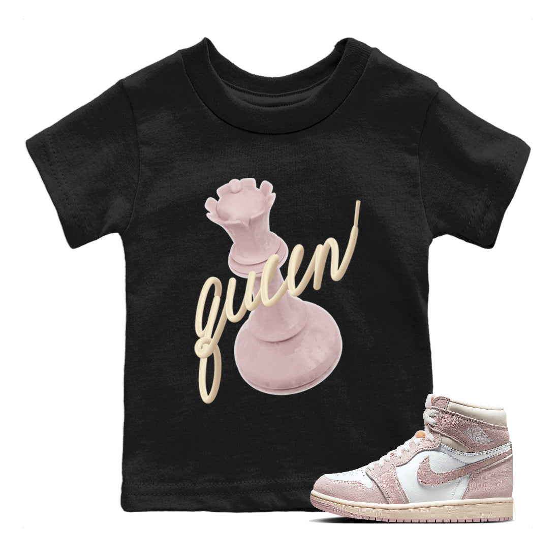 3D Queen Kids Tops - Air Jordan 1 Washed Pink