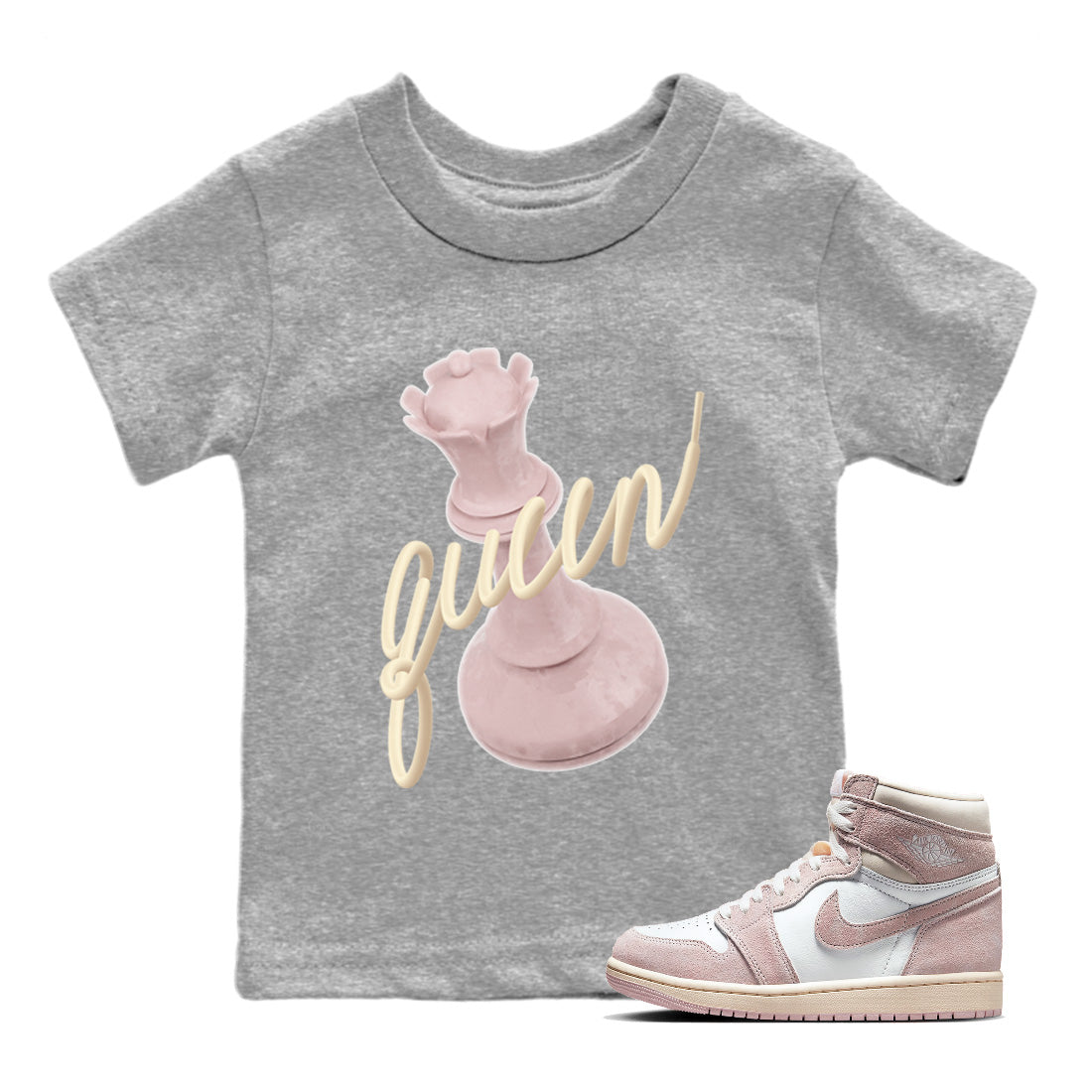 3D Queen Kids Tops - Air Jordan 1 Washed Pink