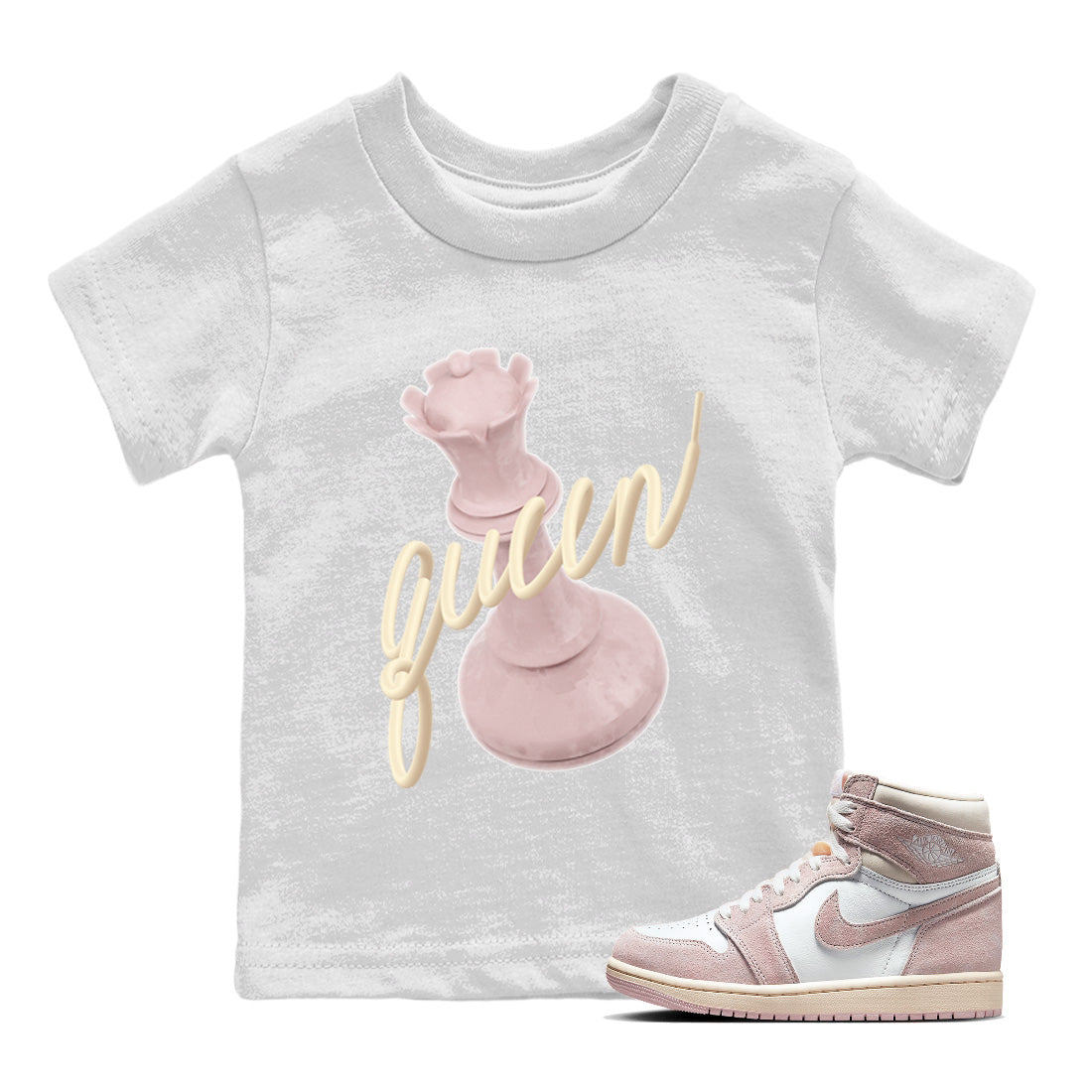 3D Queen Kids Tops - Air Jordan 1 Washed Pink