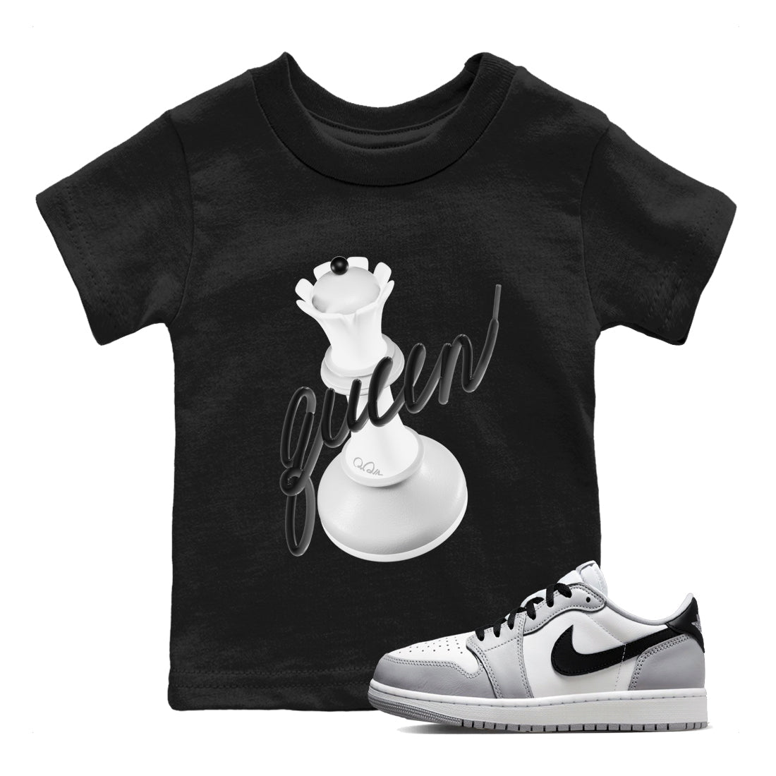 3D Queen snkmatch Tees Kids - Air Jordan 1 Wolf Grey