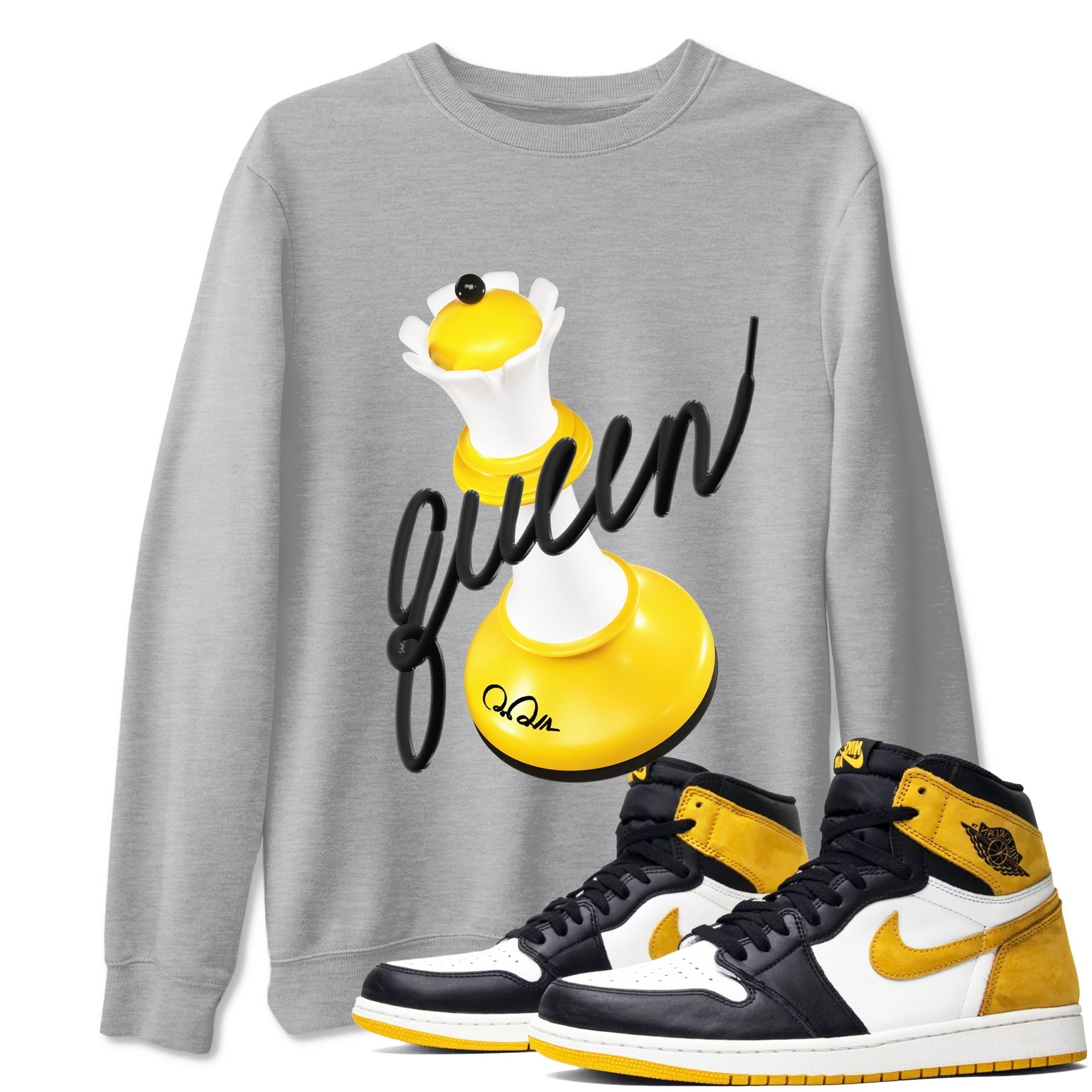 3D Queen snkmatch Tees - Air Jordan 1 Yellow Ochre