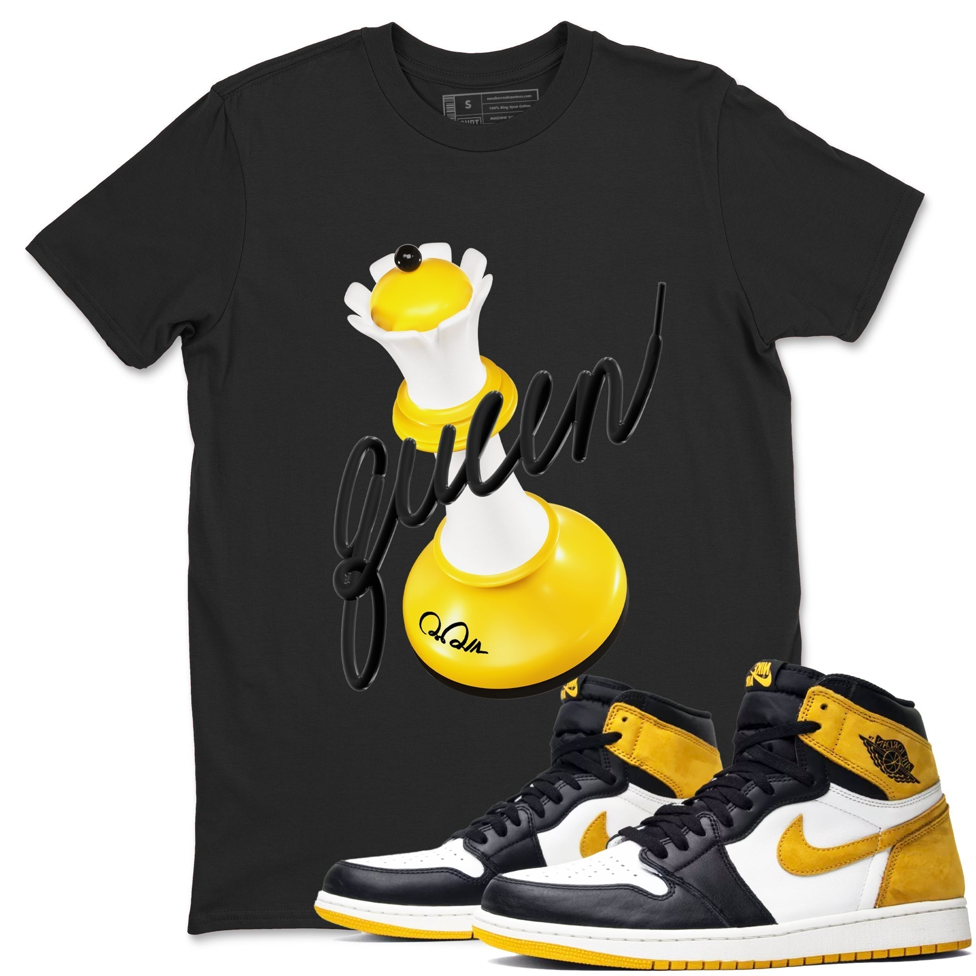3D Queen snkmatch Tees - Air Jordan 1 Yellow Ochre