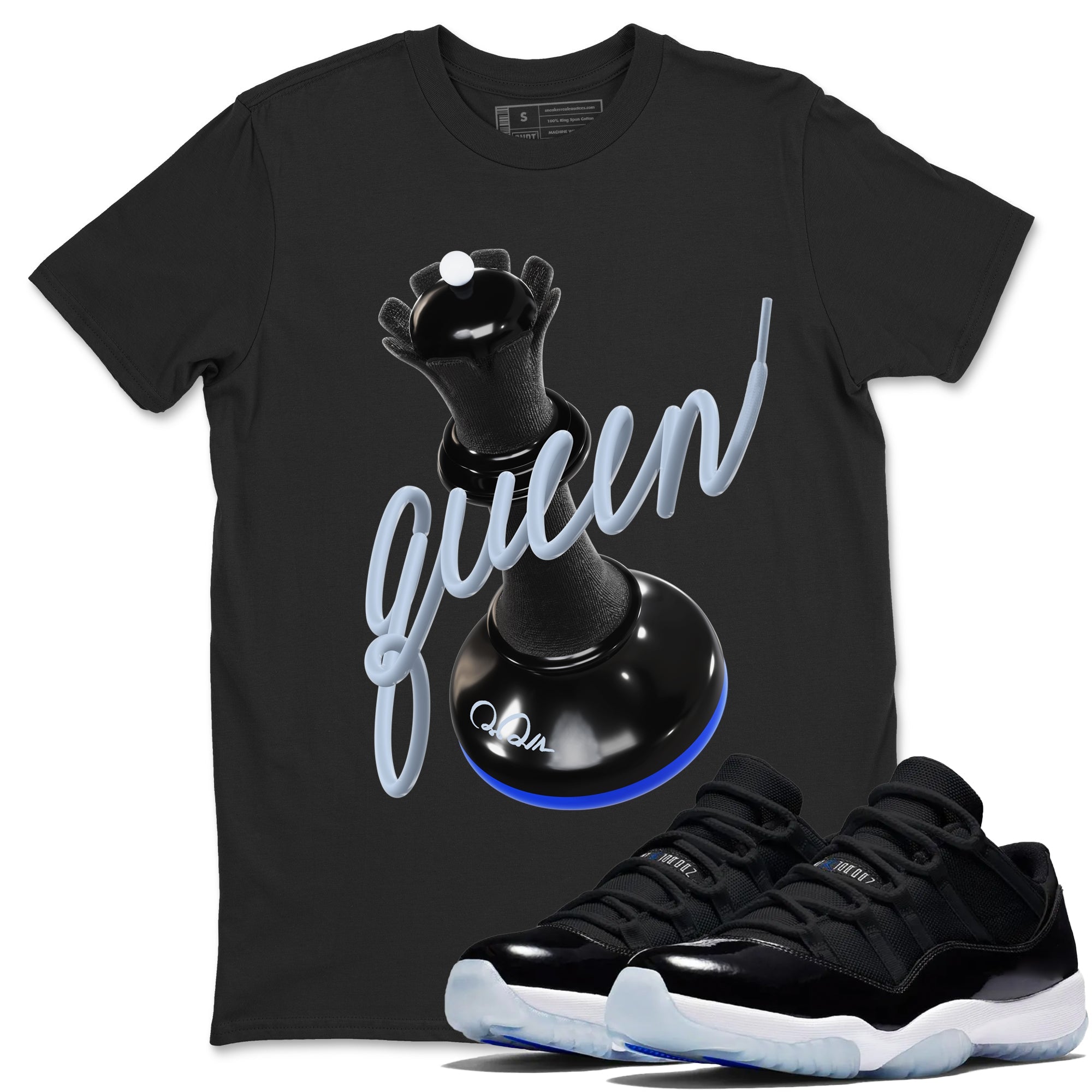 3D Queen snkmatch Tees - Air Jordan 11 Black and Varsity Royal