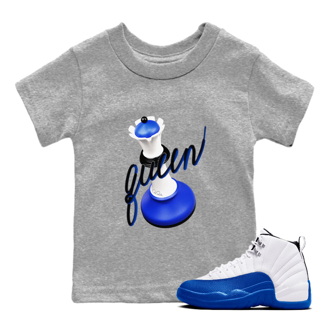3D Queen snkmatch Tees Kids - Air Jordan 12 Blueberry