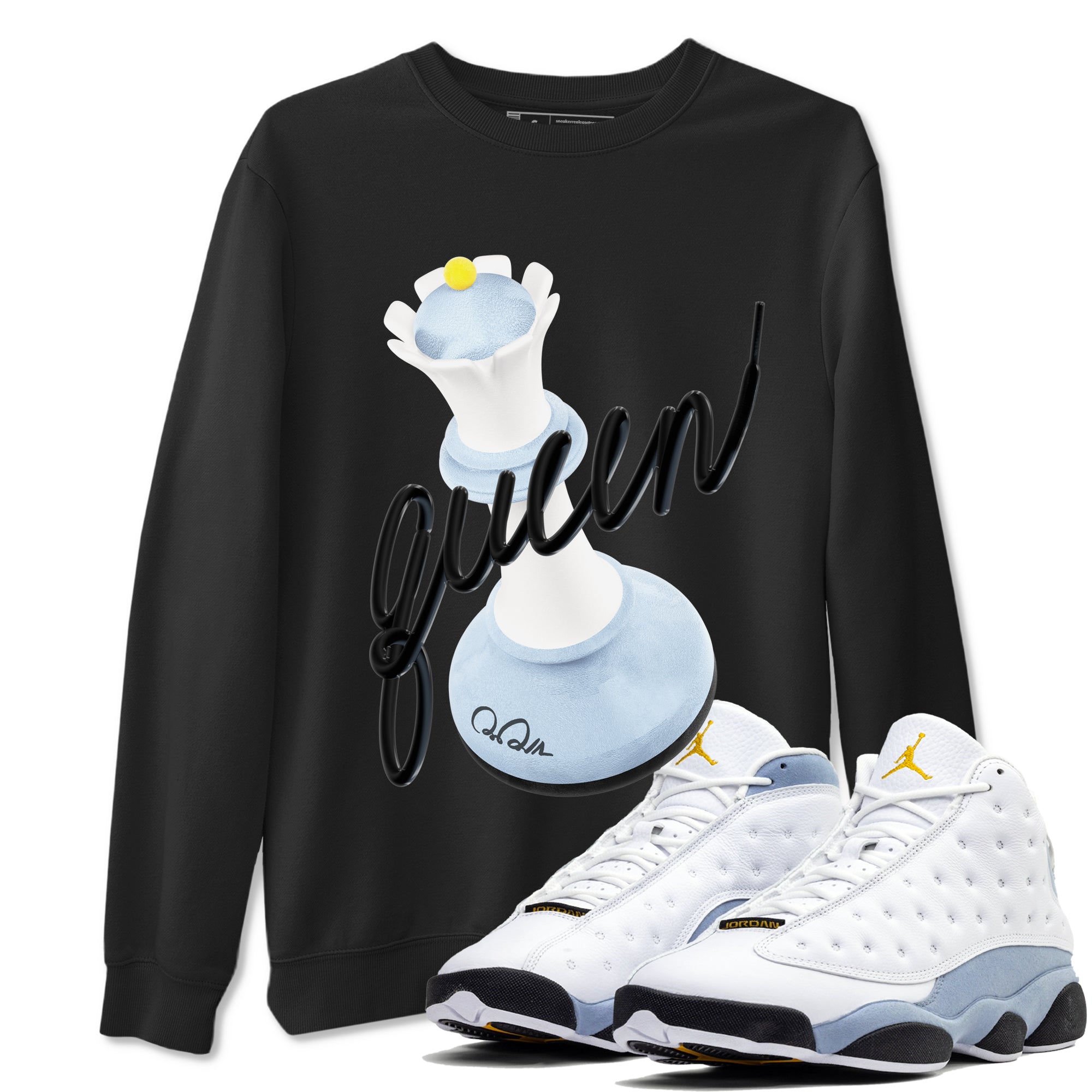 3D Queen snkmatch Tees - Air Jordan 13 Blue Grey
