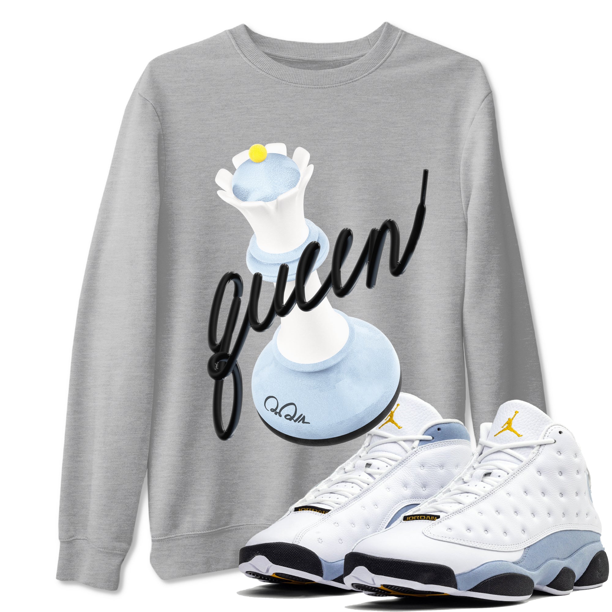 3D Queen snkmatch Tees - Air Jordan 13 Blue Grey
