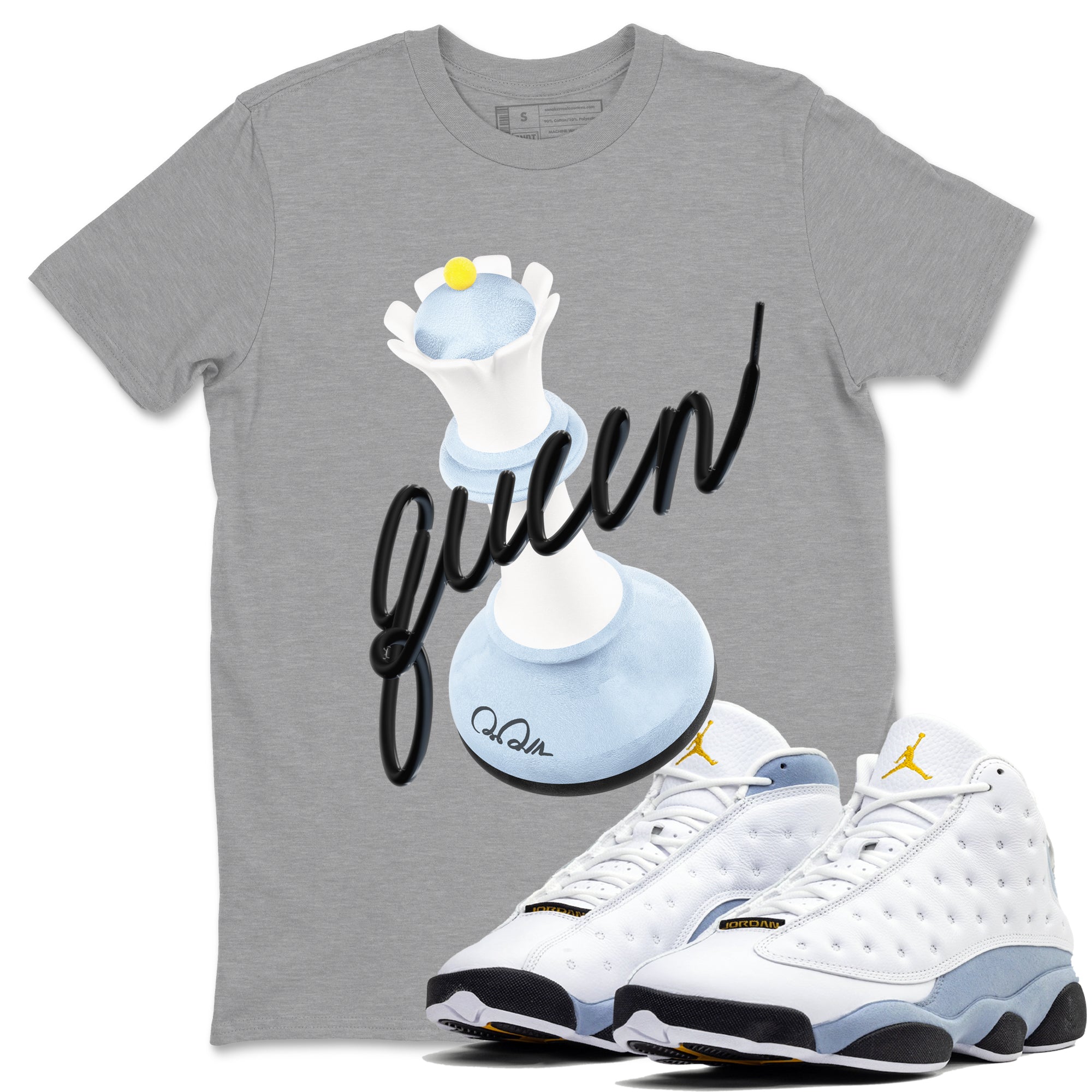 3D Queen snkmatch Tees - Air Jordan 13 Blue Grey