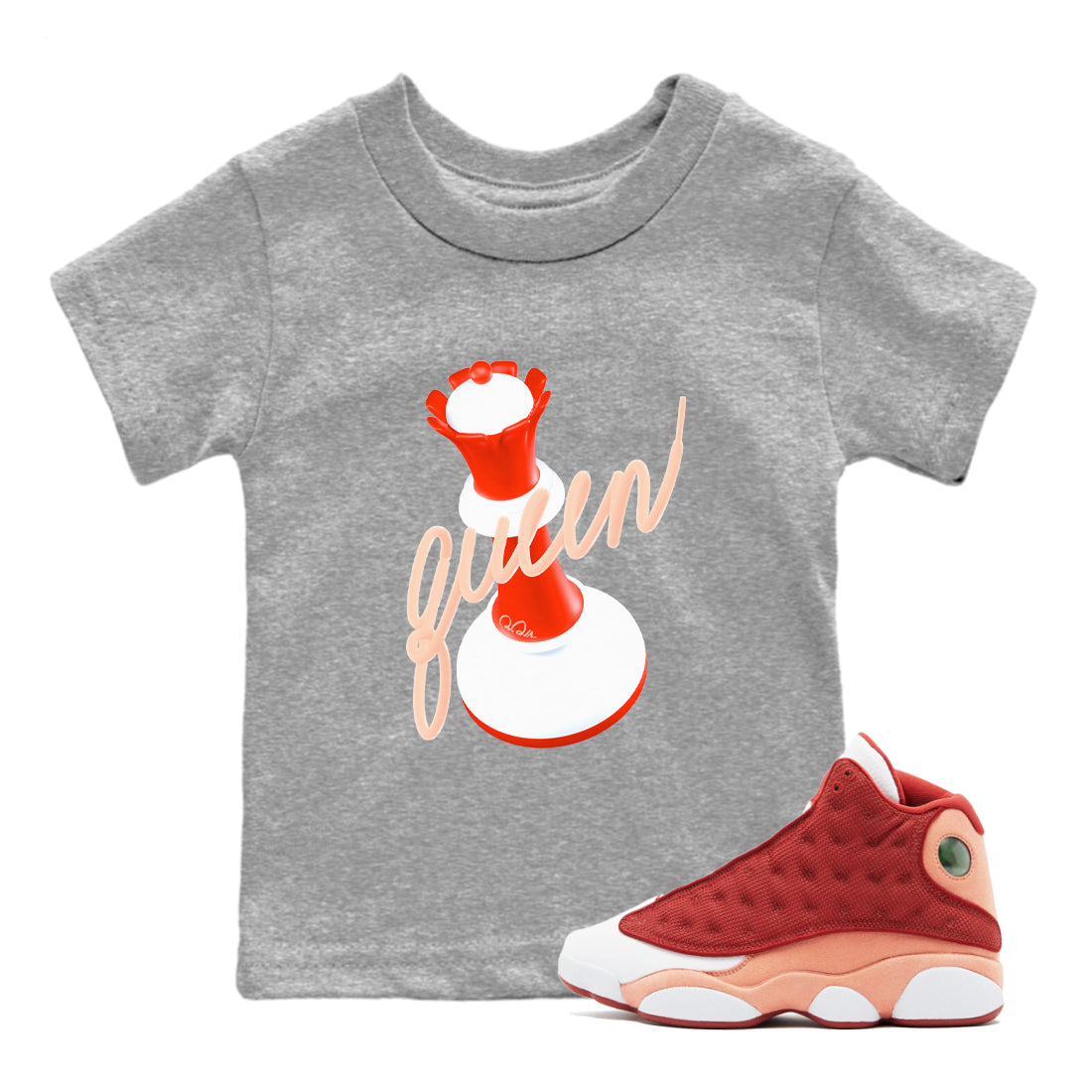3D Queen snkmatch Tees Kids - Air Jordan 13 Dune Red