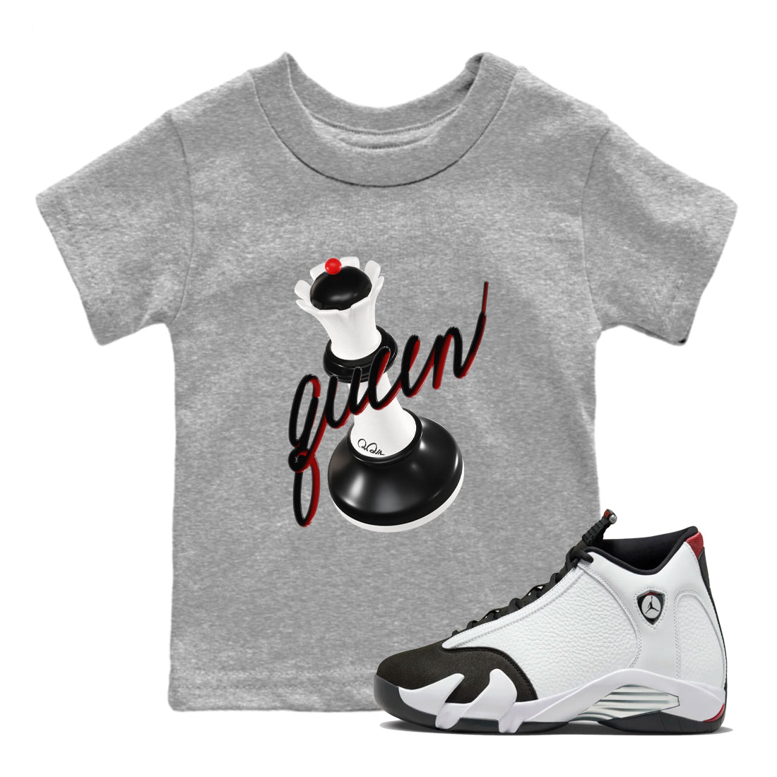3D Queen snkmatch Tees Kids - Air Jordan 14 Black Toe