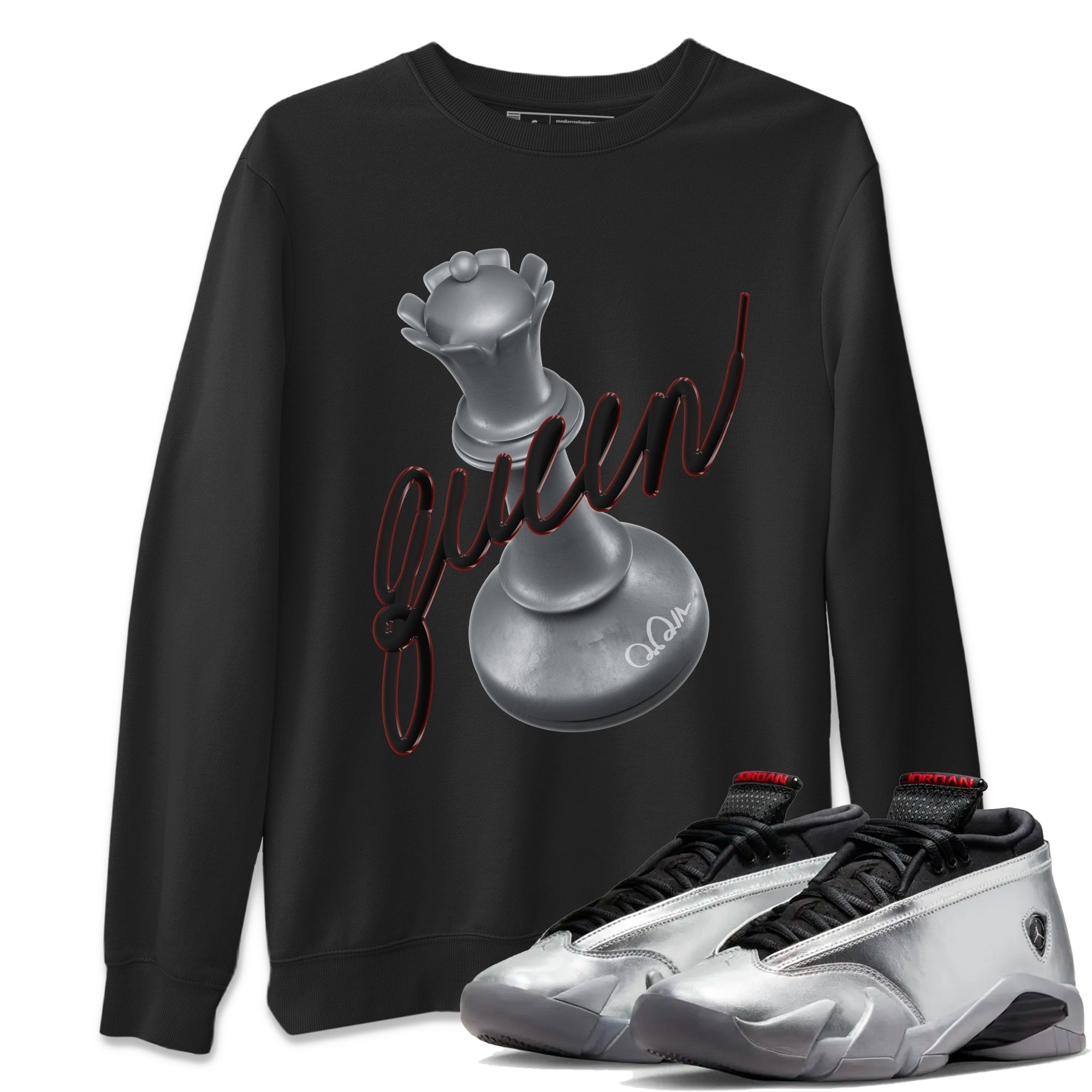 3D Queen Unisex Tops - Air Jordan 14 Metallic Silver