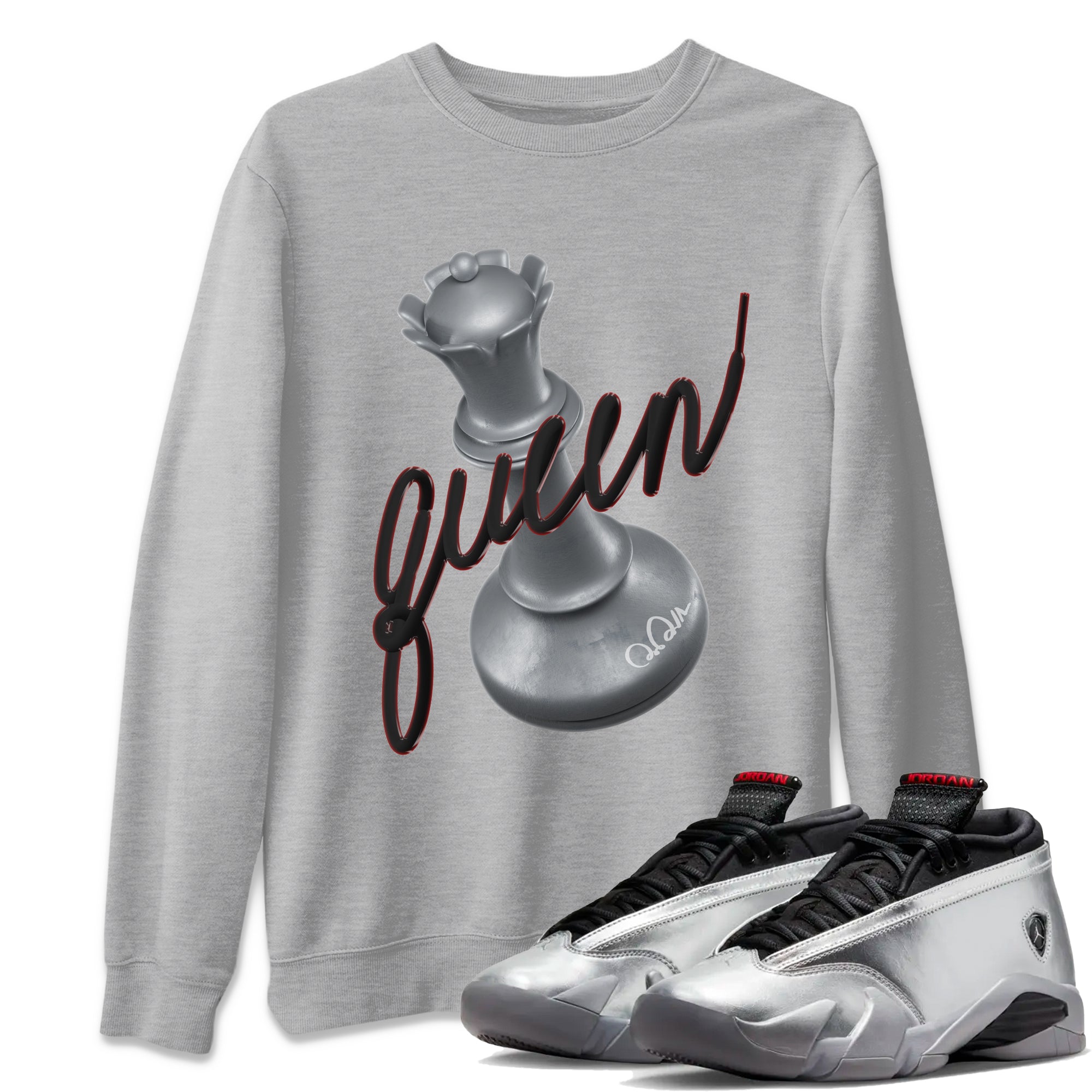 3D Queen Unisex Tops - Air Jordan 14 Metallic Silver