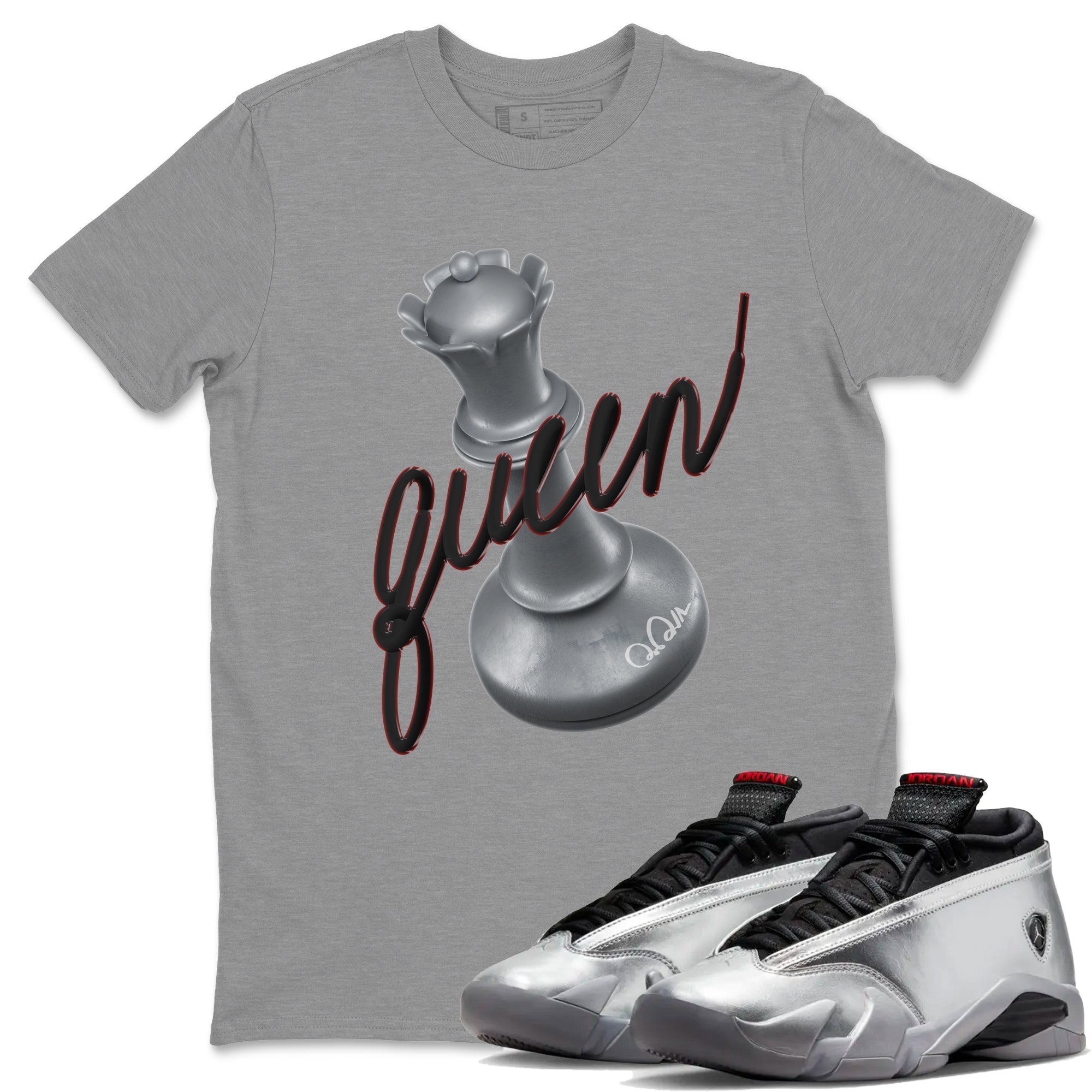 3D Queen Unisex Tops - Air Jordan 14 Metallic Silver