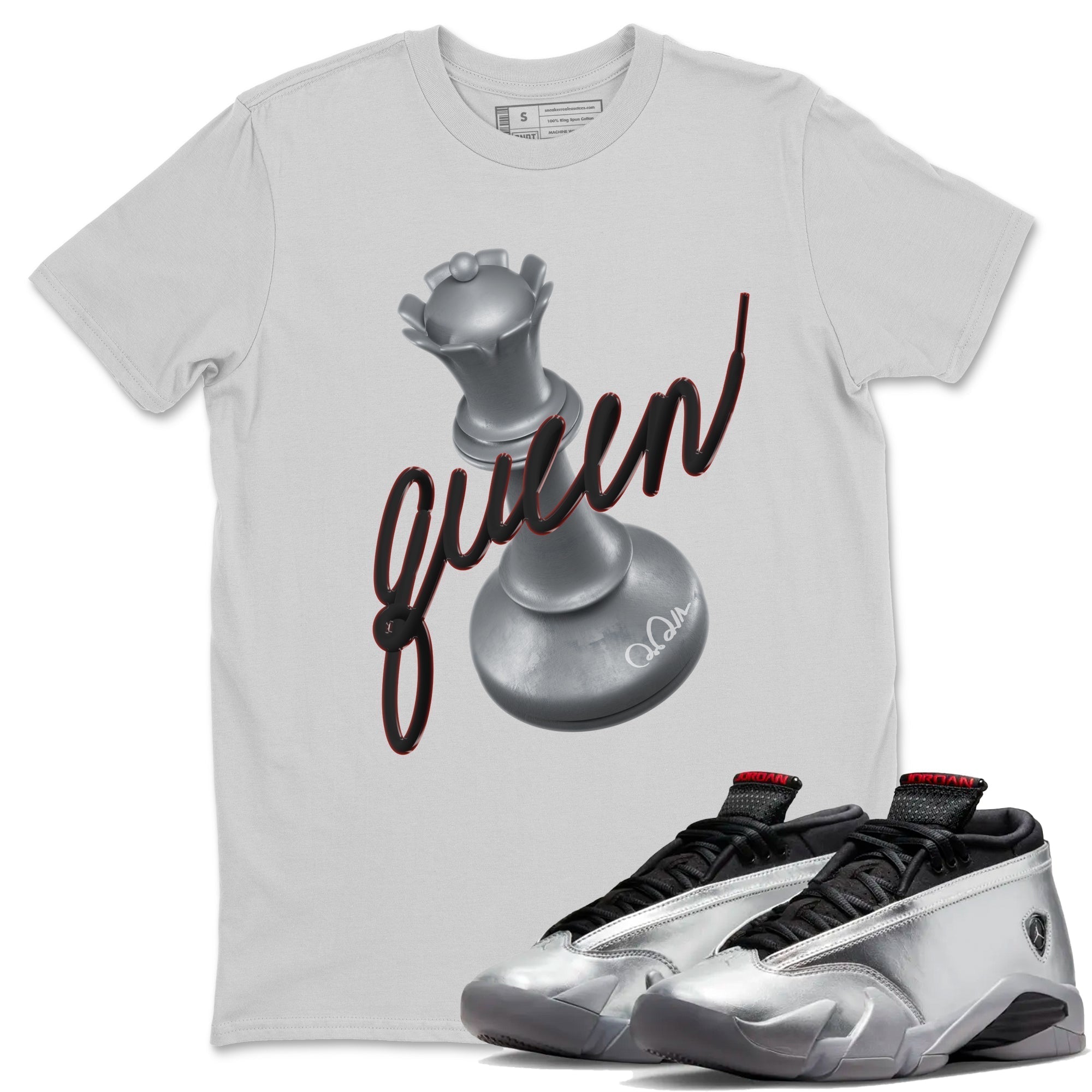 3D Queen Unisex Tops - Air Jordan 14 Metallic Silver