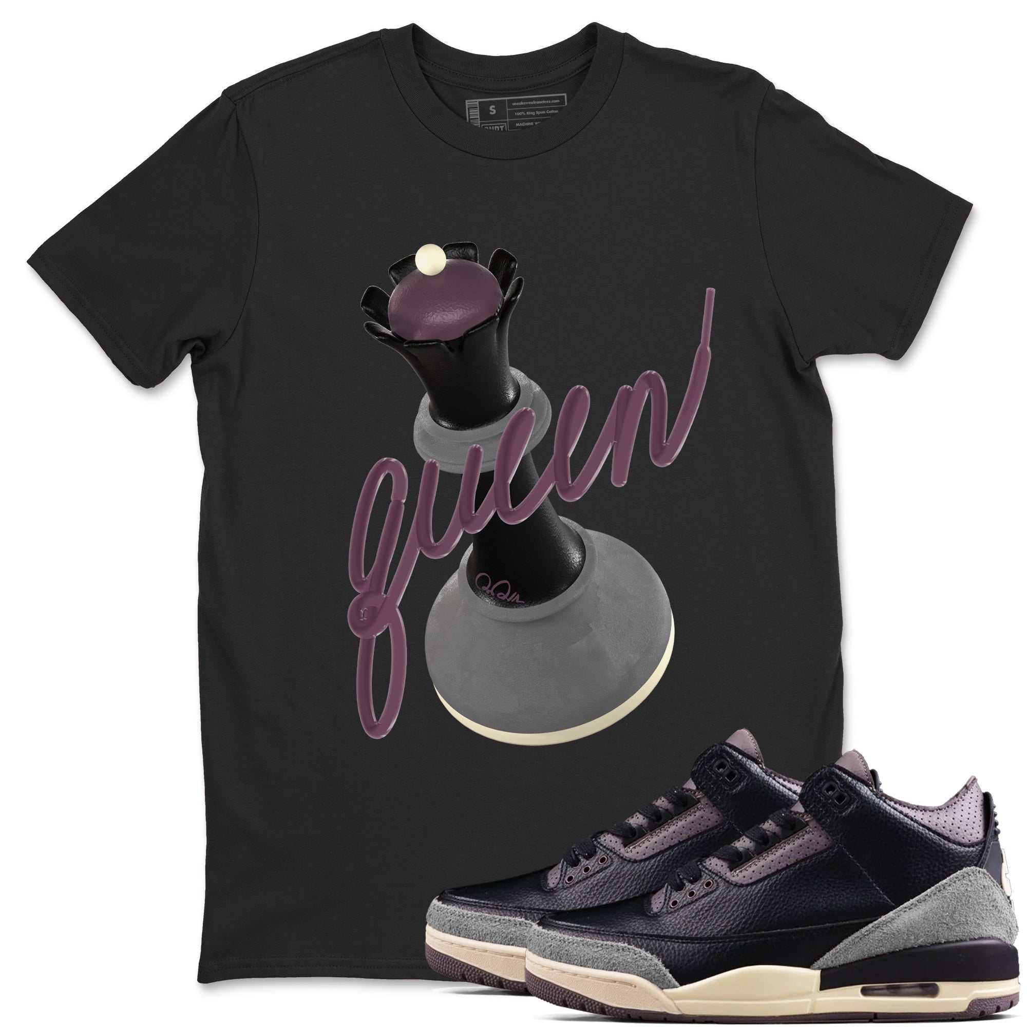 3D Queen snkmatch Tees - Air Jordan 3 A Ma Maniere x Black