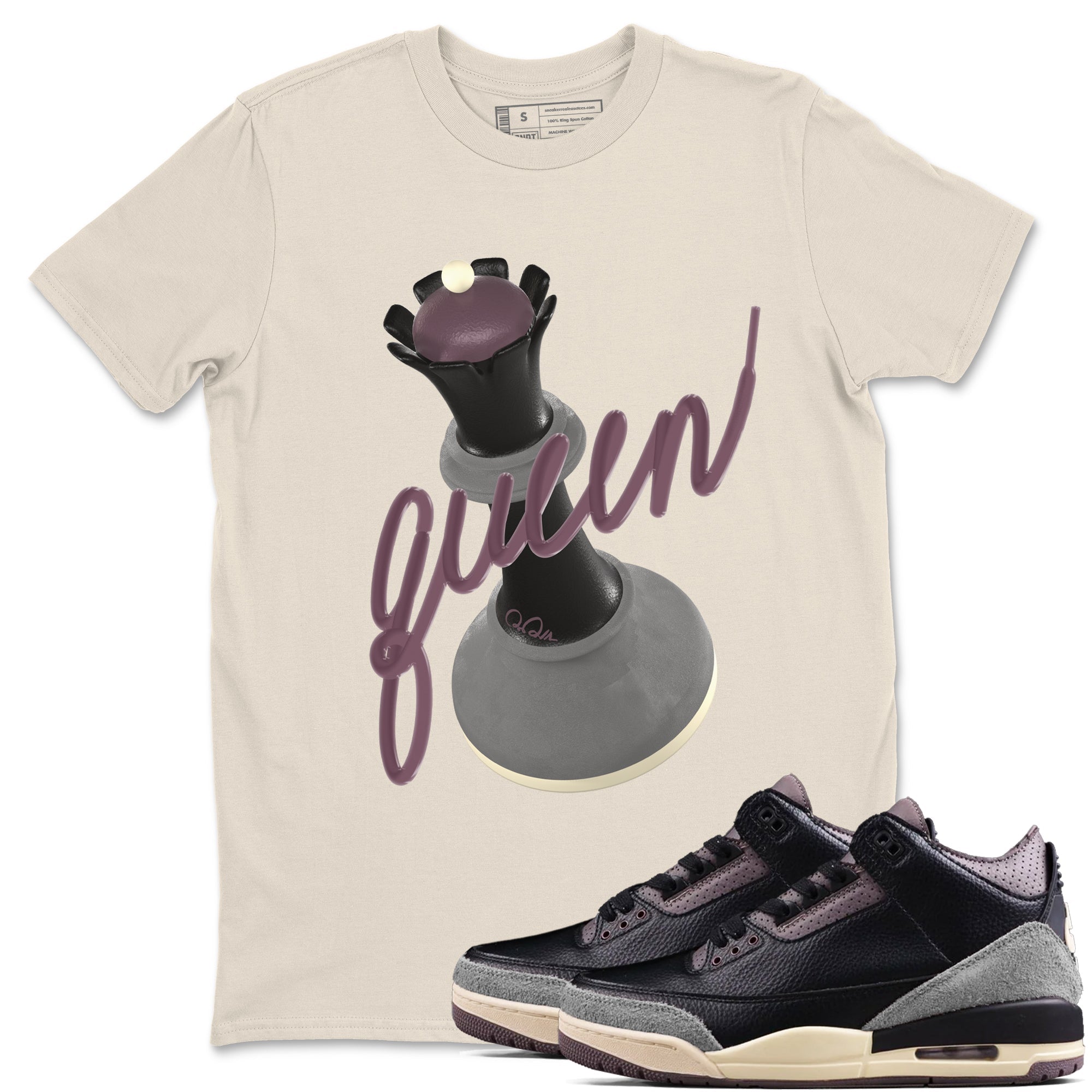 3D Queen snkmatch Tees - Air Jordan 3 A Ma Maniere x Black