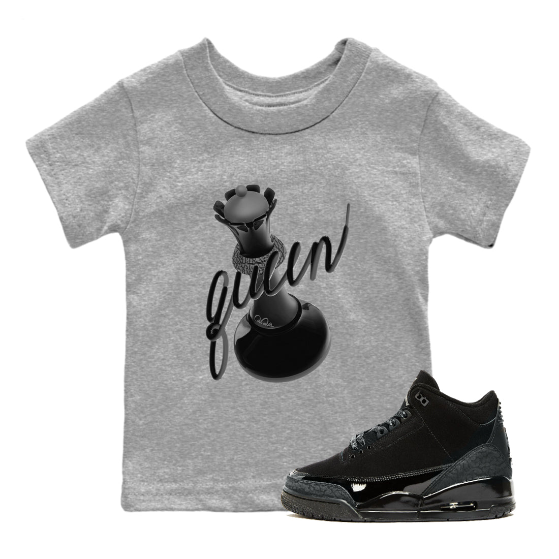 3D Queen snkmatch Tees Kids - Air Jordan 3 Black Cat