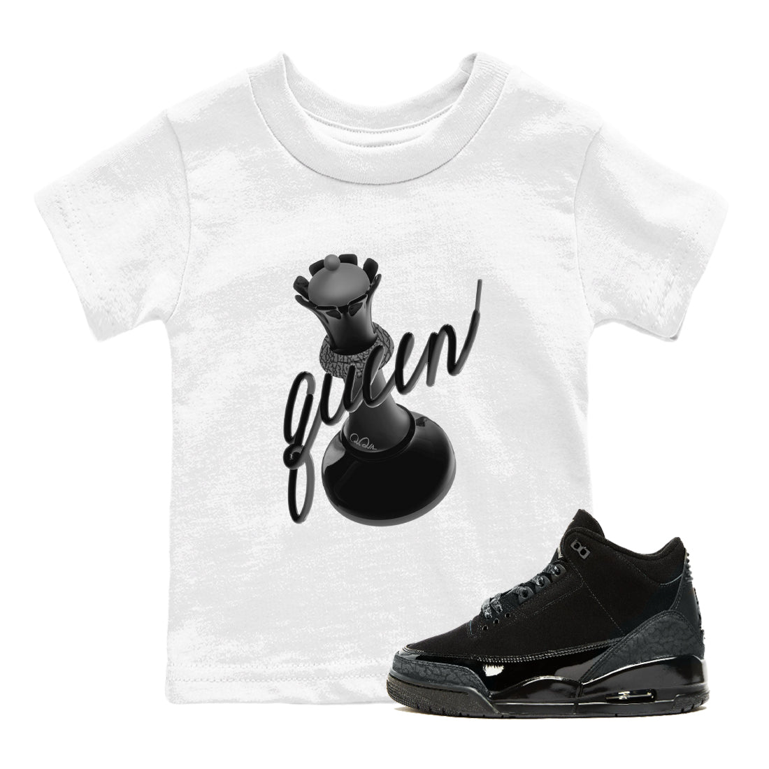 3D Queen snkmatch Tees Kids - Air Jordan 3 Black Cat