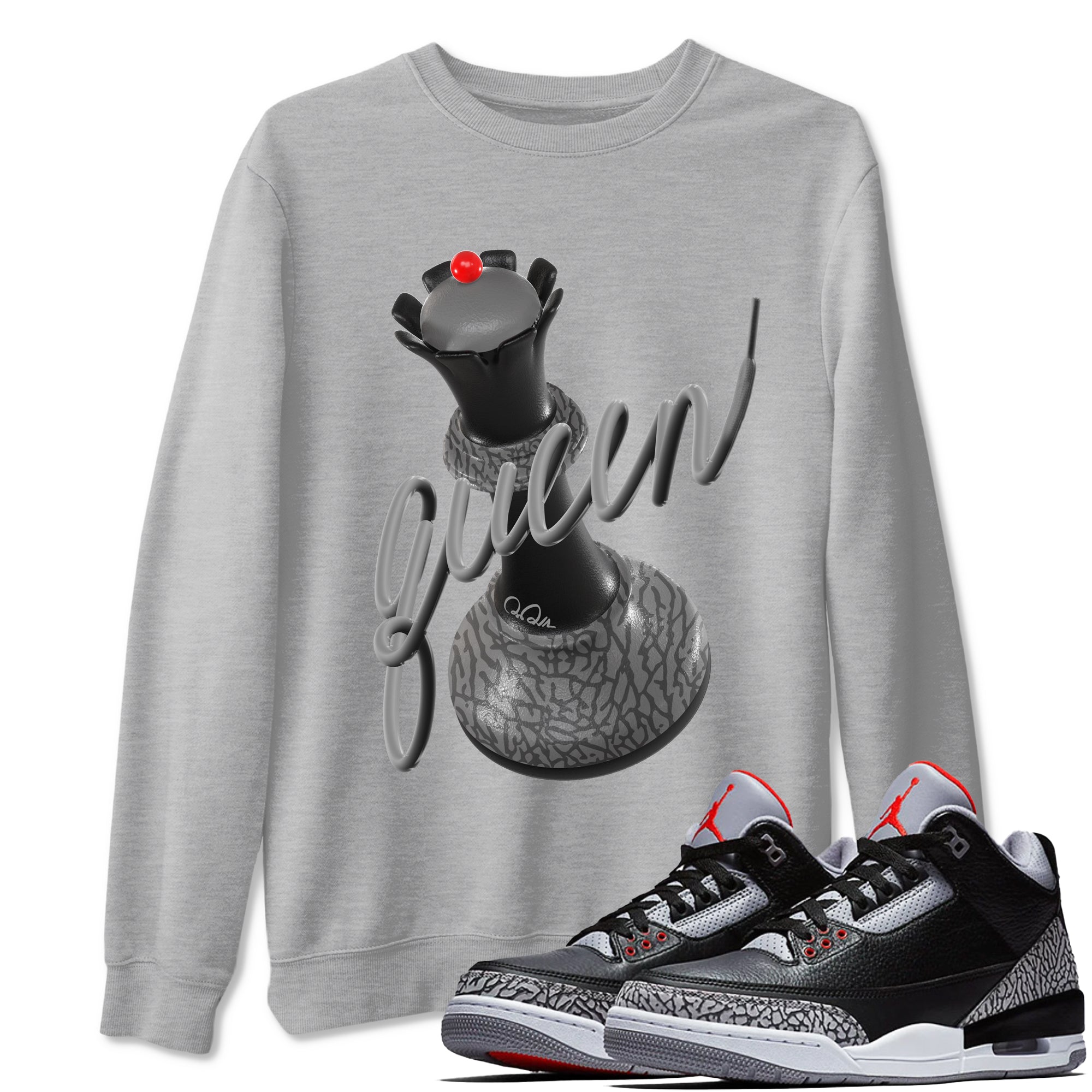 3D Queen snkmatch Tees - Air Jordan 3 Black Cement
