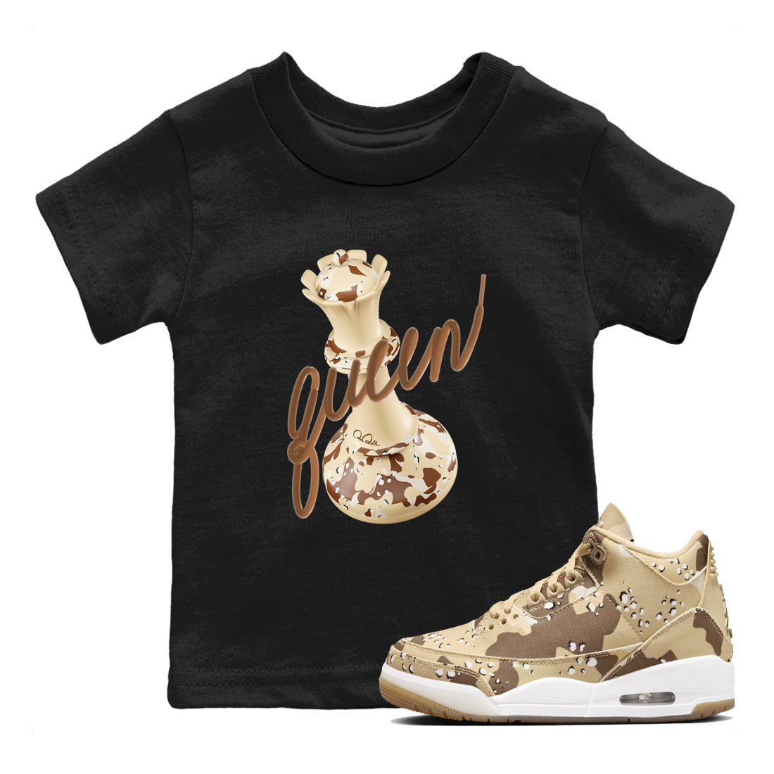 3D Queen snkmatch Tees Kids - Air Jordan 3 Desert Camo