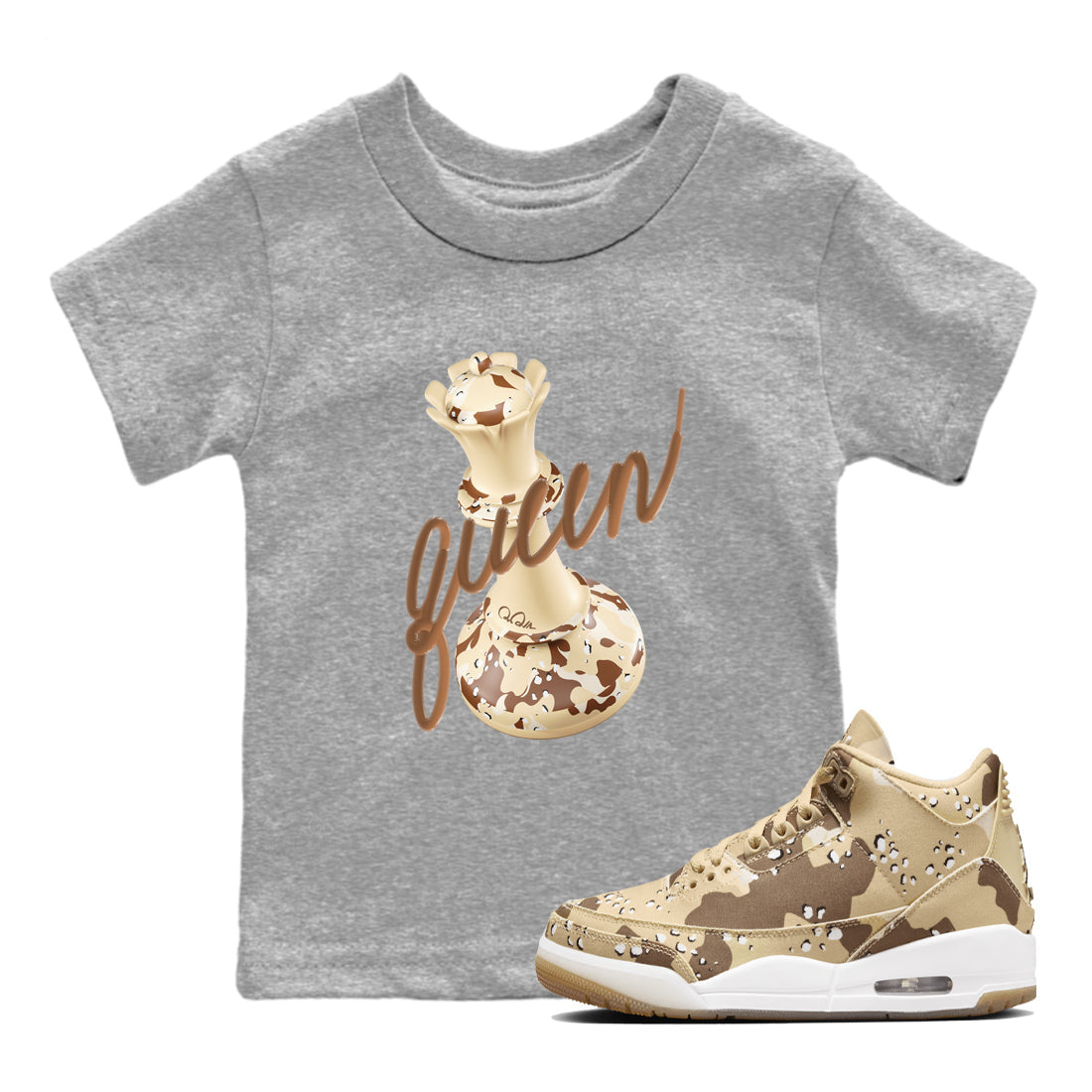 3D Queen snkmatch Tees Kids - Air Jordan 3 Desert Camo