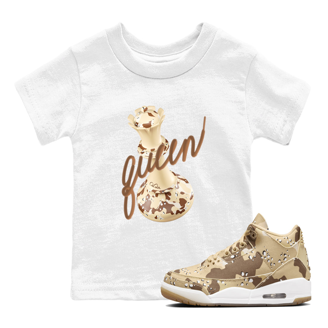 3D Queen snkmatch Tees Kids - Air Jordan 3 Desert Camo