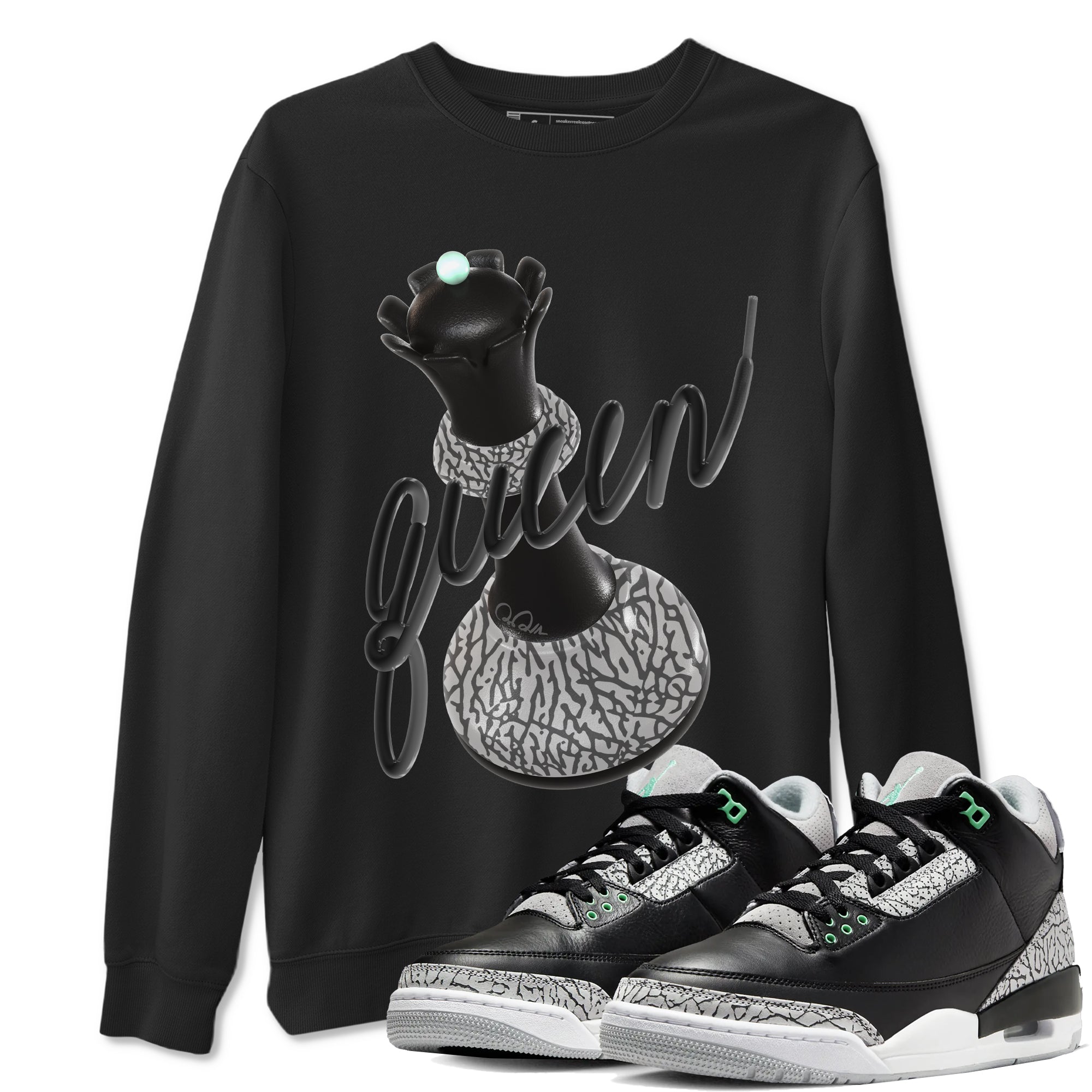 3D Queen snkmatch Tees - Air Jordan 3 Green Glow
