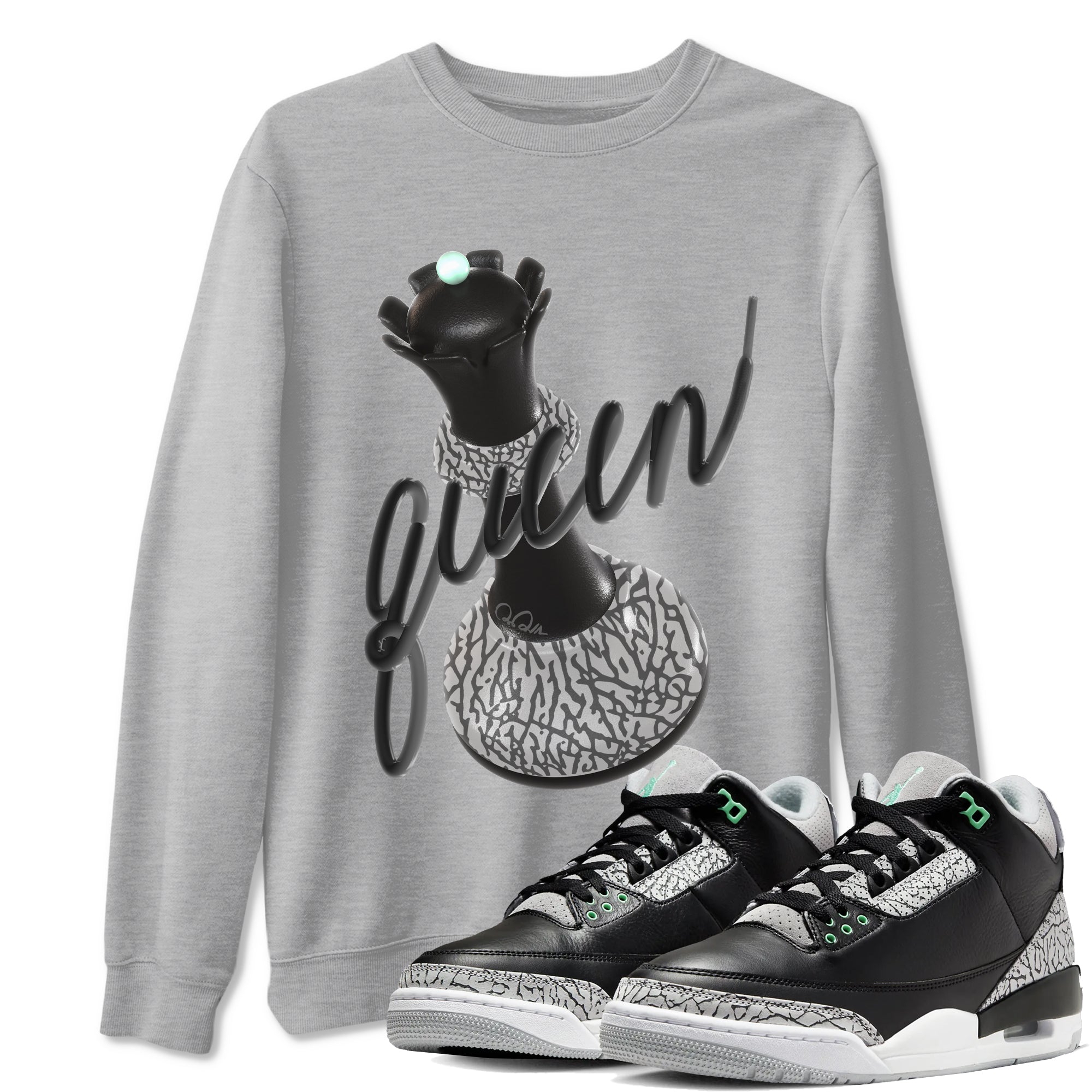 3D Queen snkmatch Tees - Air Jordan 3 Green Glow