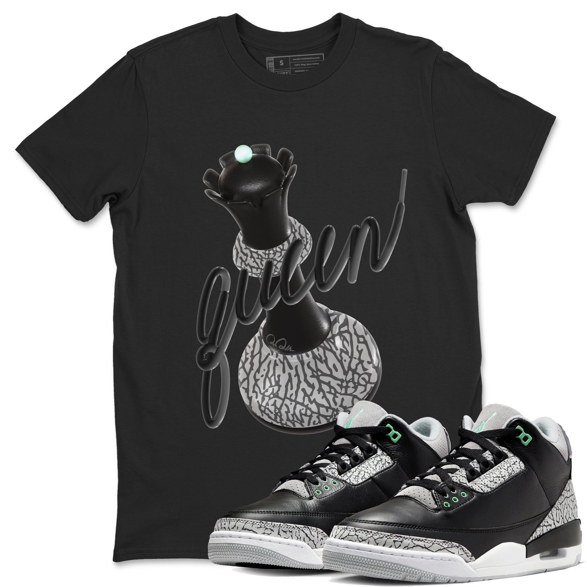 3D Queen snkmatch Tees - Air Jordan 3 Green Glow