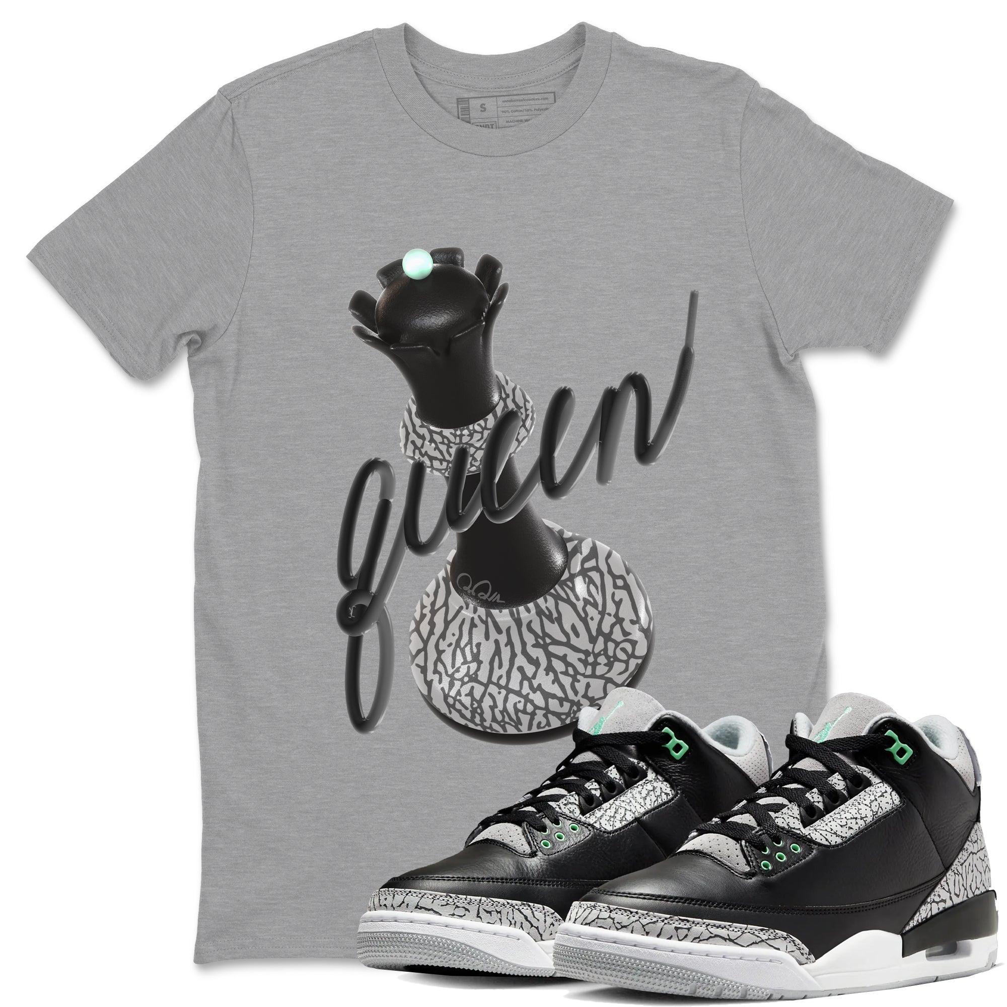 3D Queen snkmatch Tees - Air Jordan 3 Green Glow