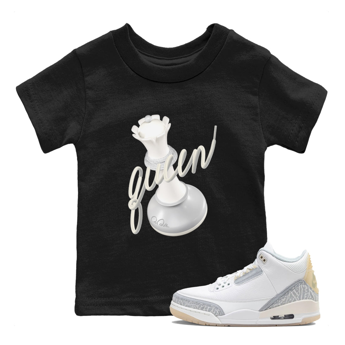 3D Queen snkmatch Tees Kids - Air Jordan 3 Ivory