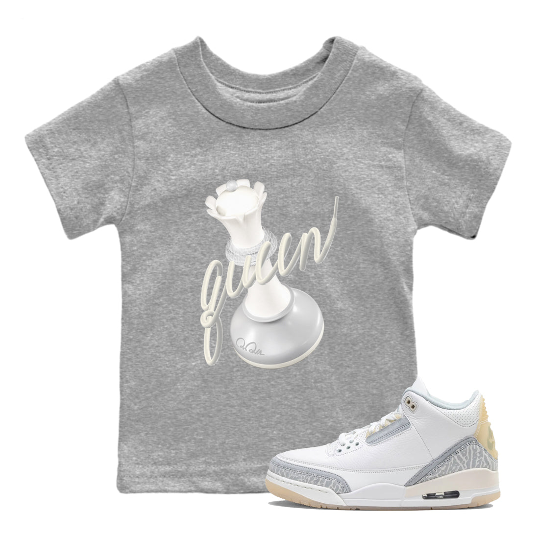 3D Queen snkmatch Tees Kids - Air Jordan 3 Ivory