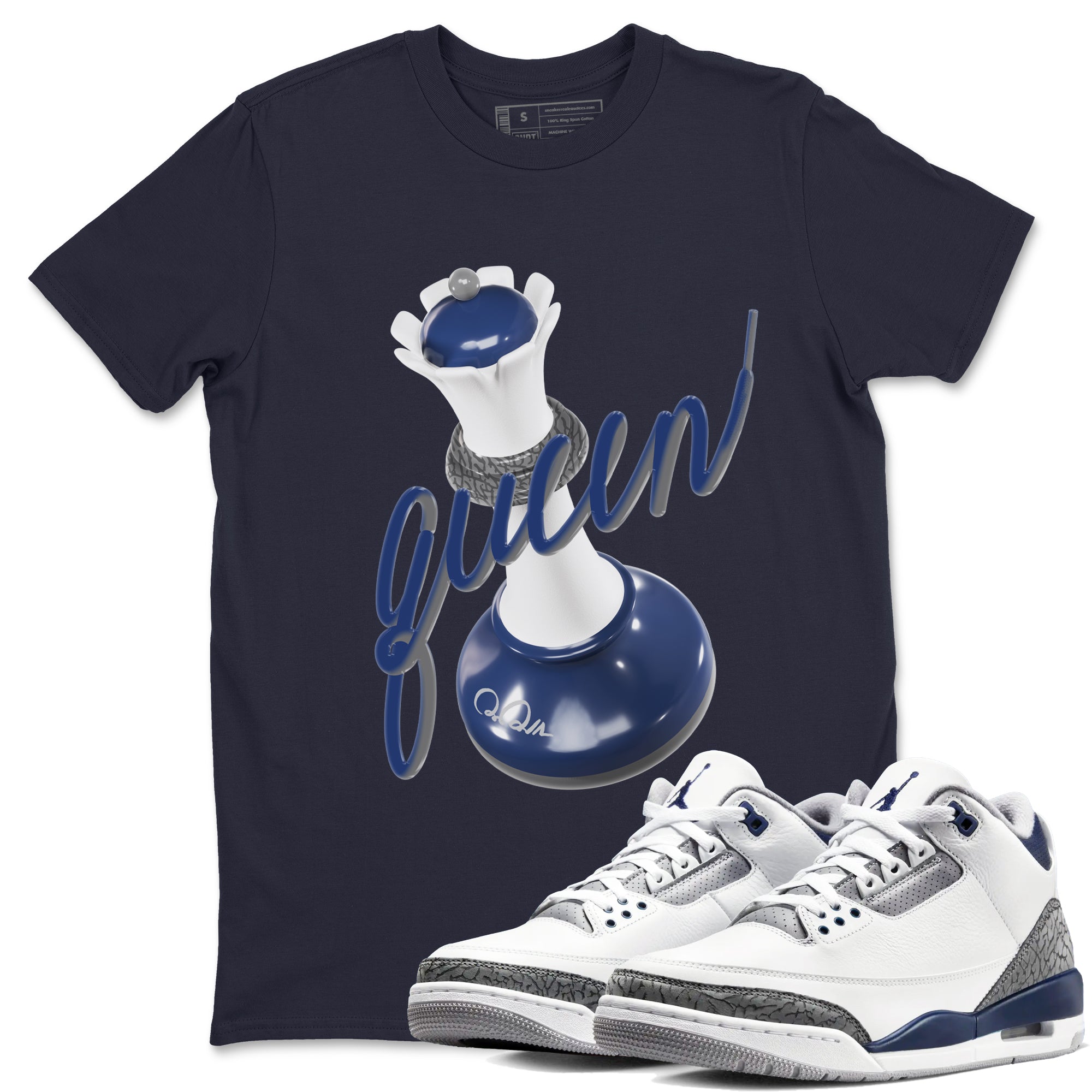 3D Queen snkmatch Tees - Air Jordan 3 Midnight Navy 2023