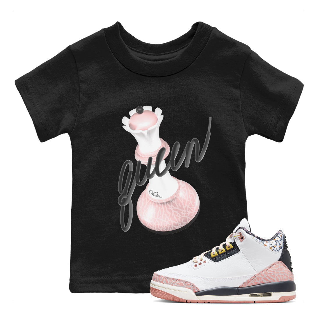 3D Queen snkmatch Tees Kids - Air Jordan 3 Vintage Floral