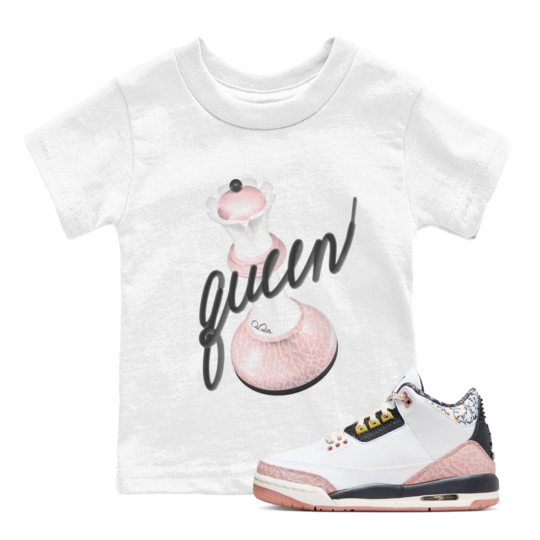 3D Queen snkmatch Tees Kids - Air Jordan 3 Vintage Floral